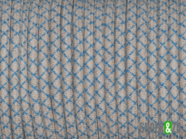 Blauw geruit linnen strijkijzersnoer