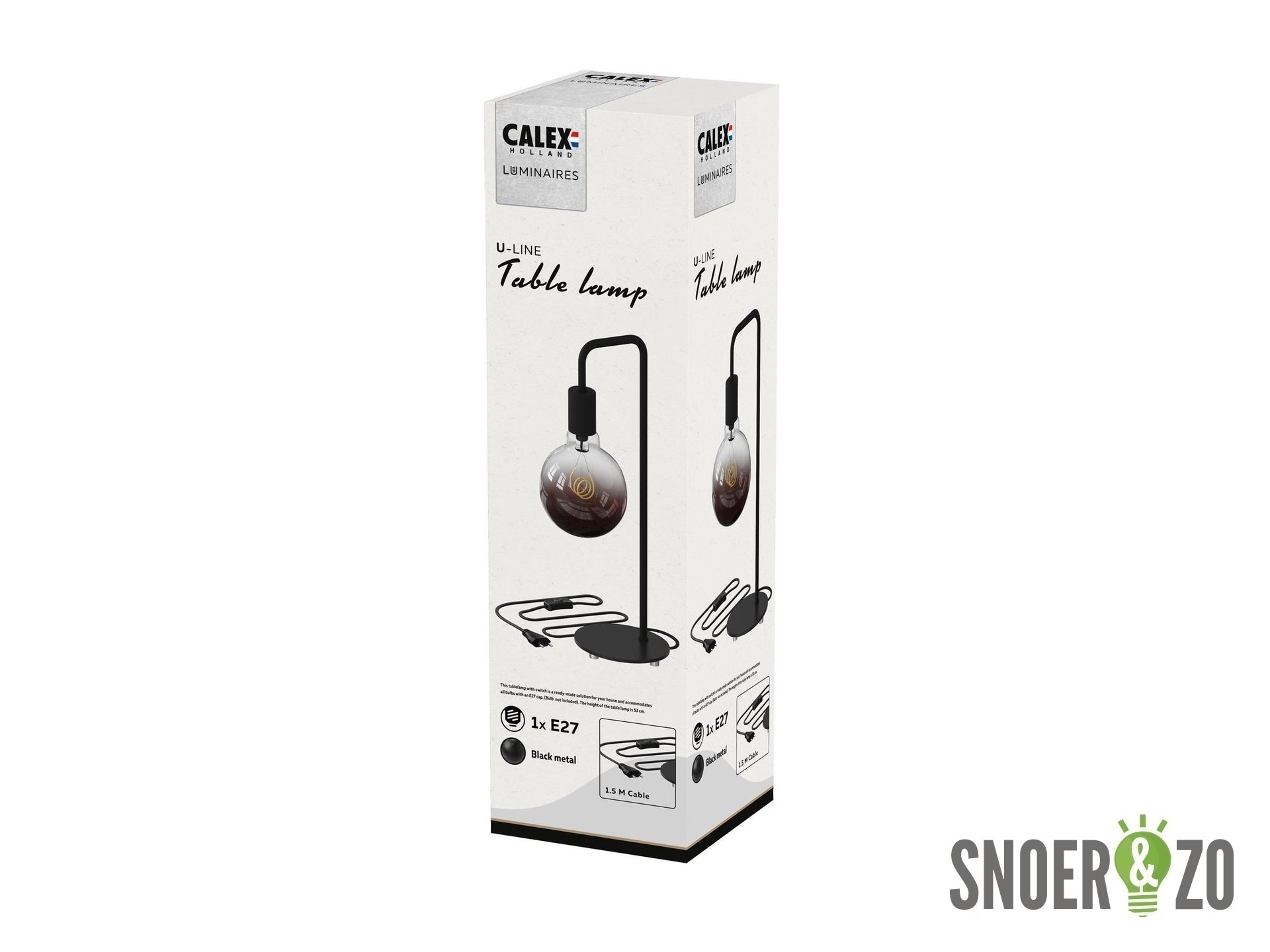 Calex U-Line tafellamp mat zwart E27