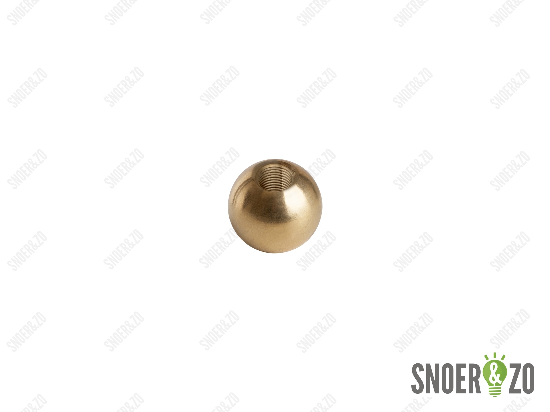 Kogel messing 25 mm met doorlopend gat binnendraad M10X1