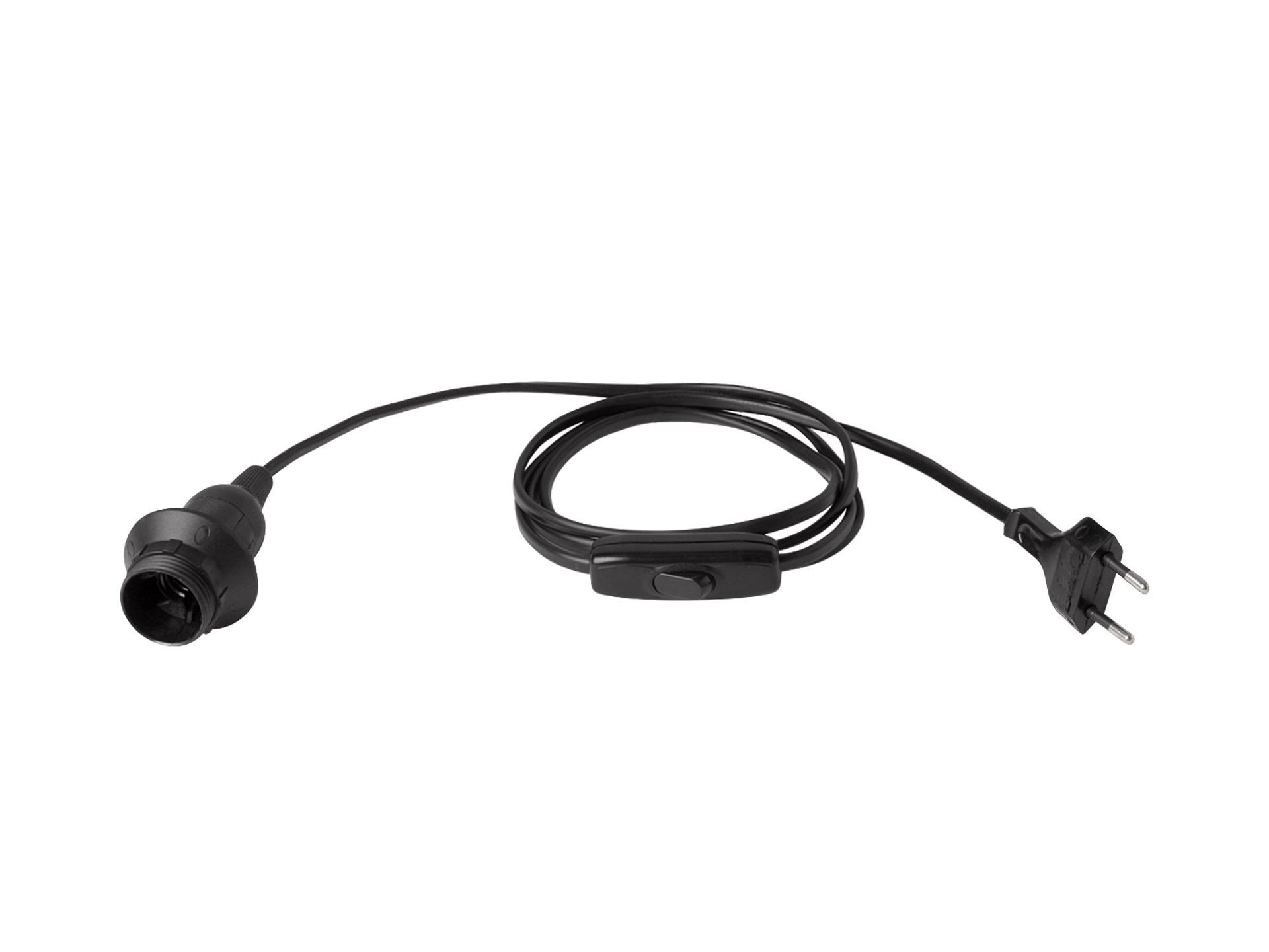 Aansluitsnoer met E14 fitting met stekker en snoerschakelaar - 2X0.75mm2 - 150 cm - zwart