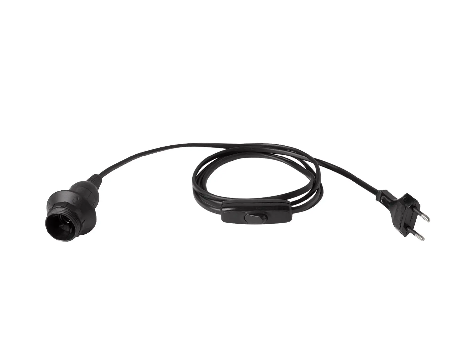 Aansluitsnoer met E14 fitting met stekker en snoerschakelaar - 2X0.75mm2 - 150 cm - zwart