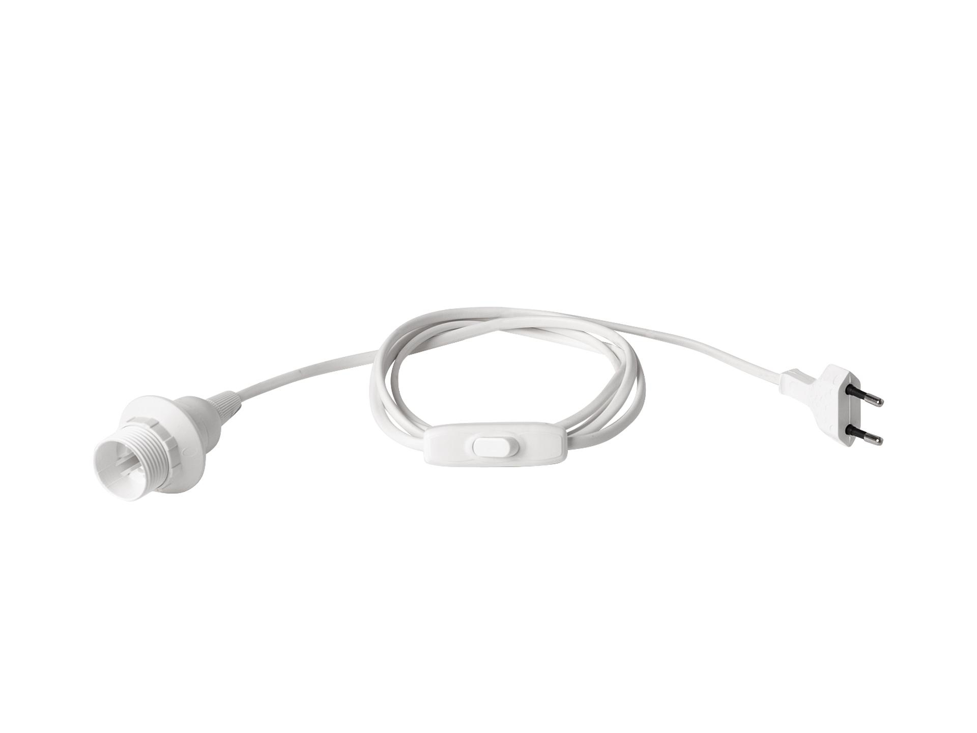 Aansluitsnoer met E14 fitting met stekker en snoerschakelaar - 2X0.75mm2 - 170 cm - wit
