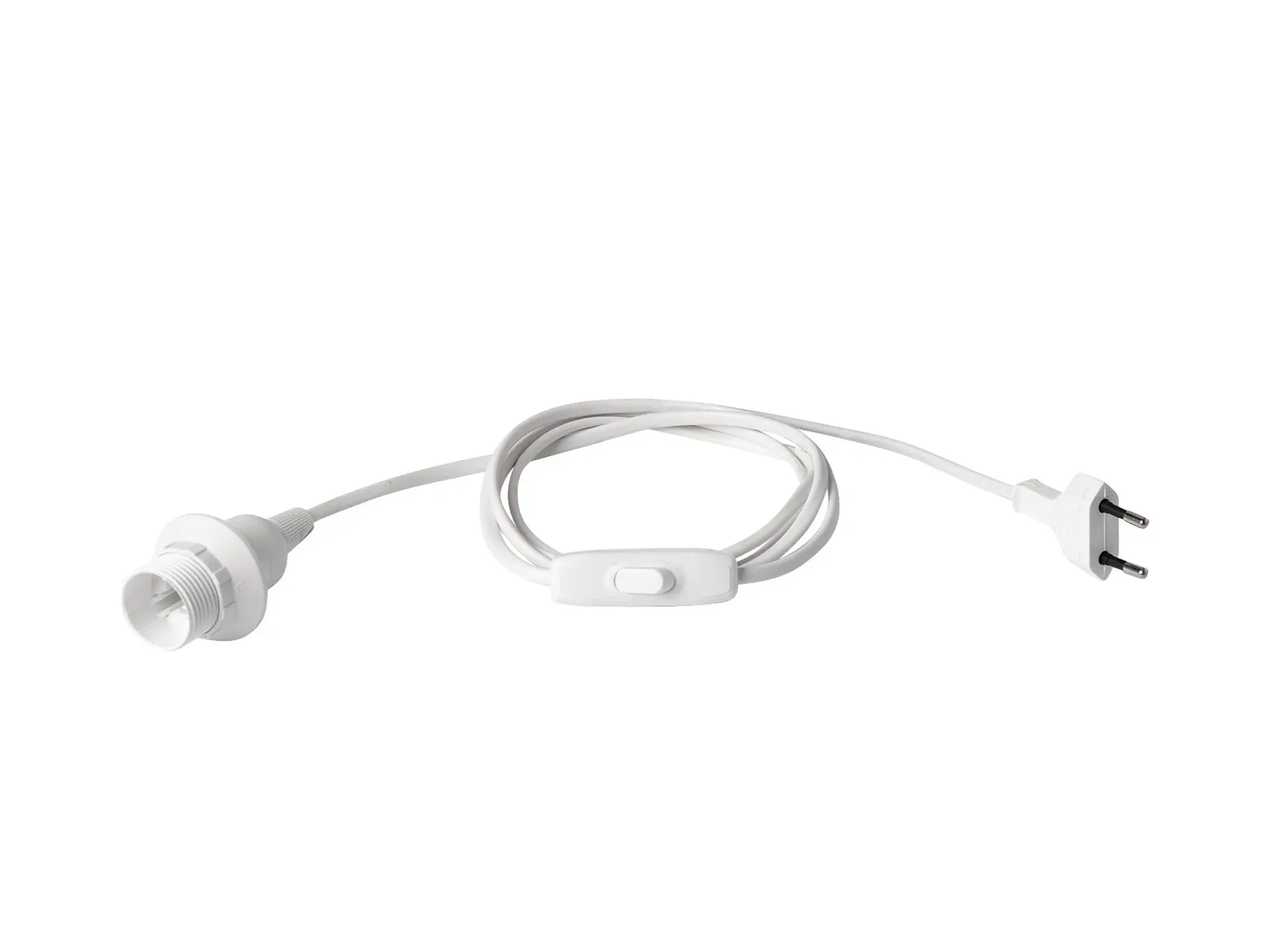 Aansluitsnoer met E14 fitting met stekker en snoerschakelaar - 2X0.75mm2 - 170 cm - wit