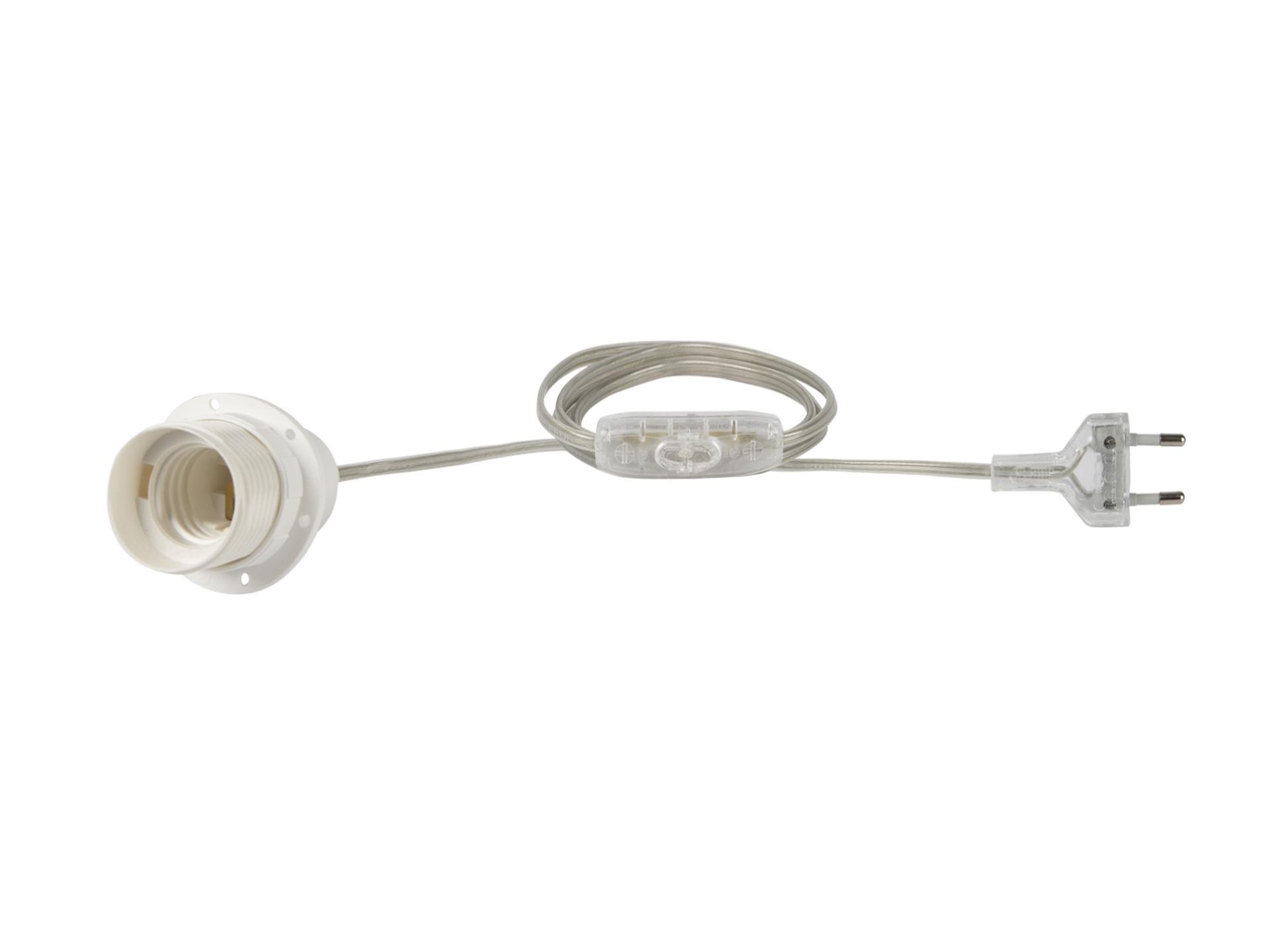 Aansluitsnoer met E27 fitting met stekker en snoerschakelaar - 2X0.75mm2 - 150 cm - transparant