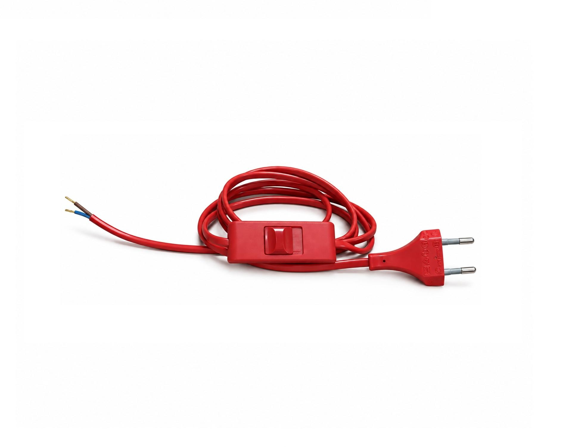 Aansluitsnoer met stekker en snoerschakelaar - 2x0.75mm² - 170 cm - rood
