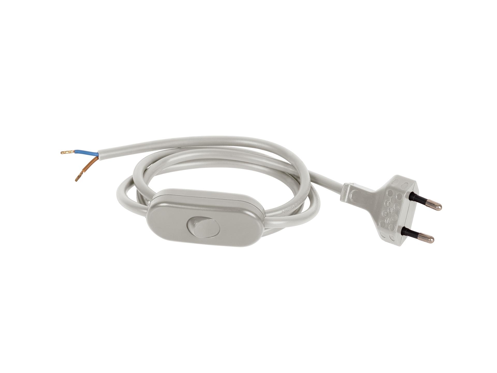 Aansluitsnoer met stekker en snoerschakelaar - 2x0.75mm² - 200 cm - beige