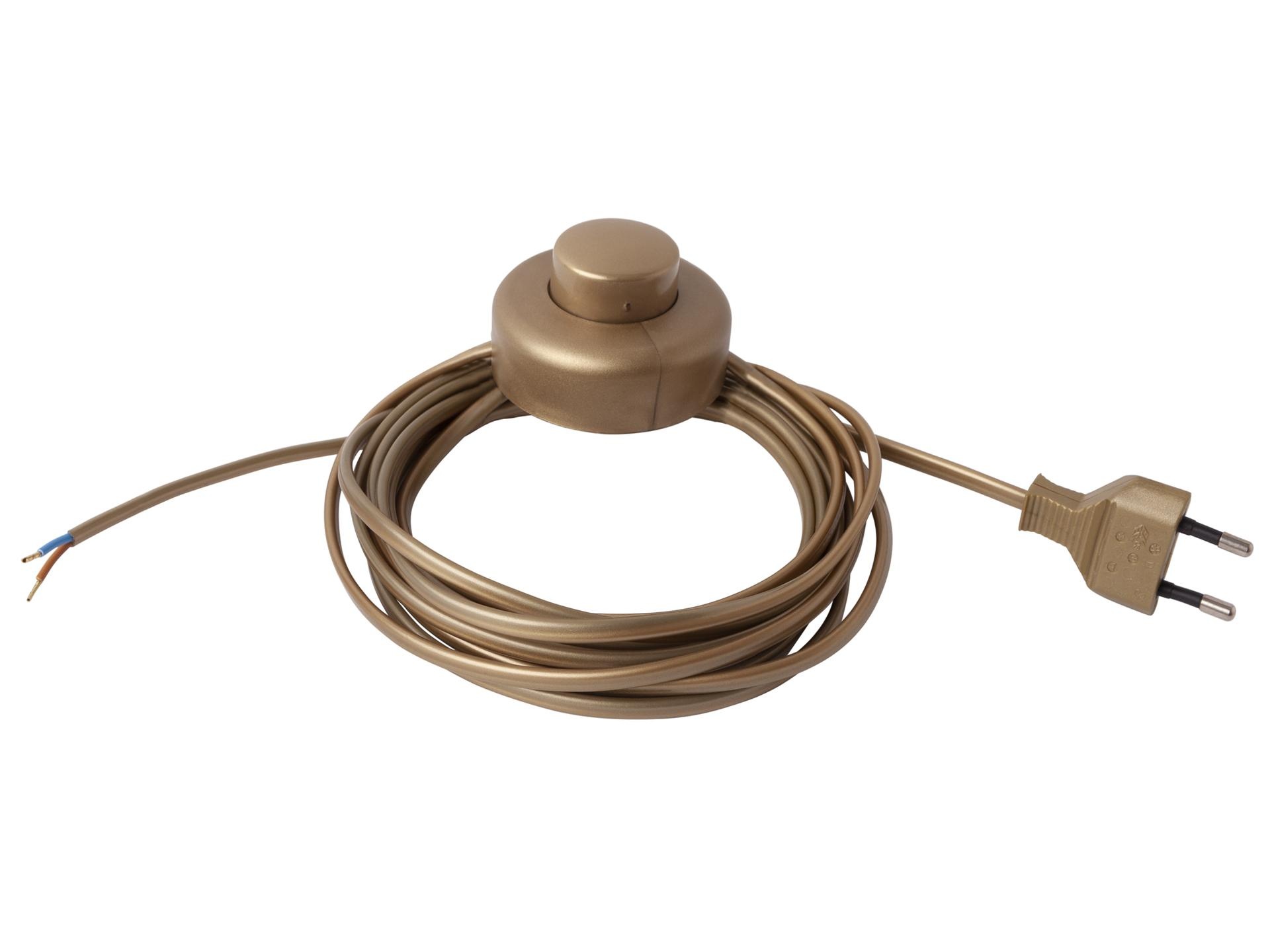 Aansluitsnoer met stekker en voetschakelaar - 2x0.75mm² - 400 cm - goud