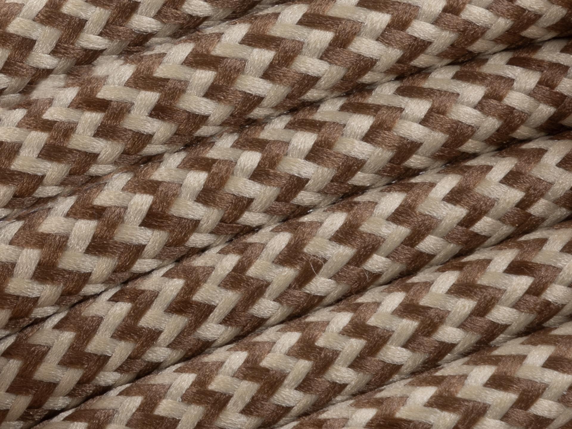 Beige met bruin strijkijzersnoer - zigzag motief - 2 aderig
