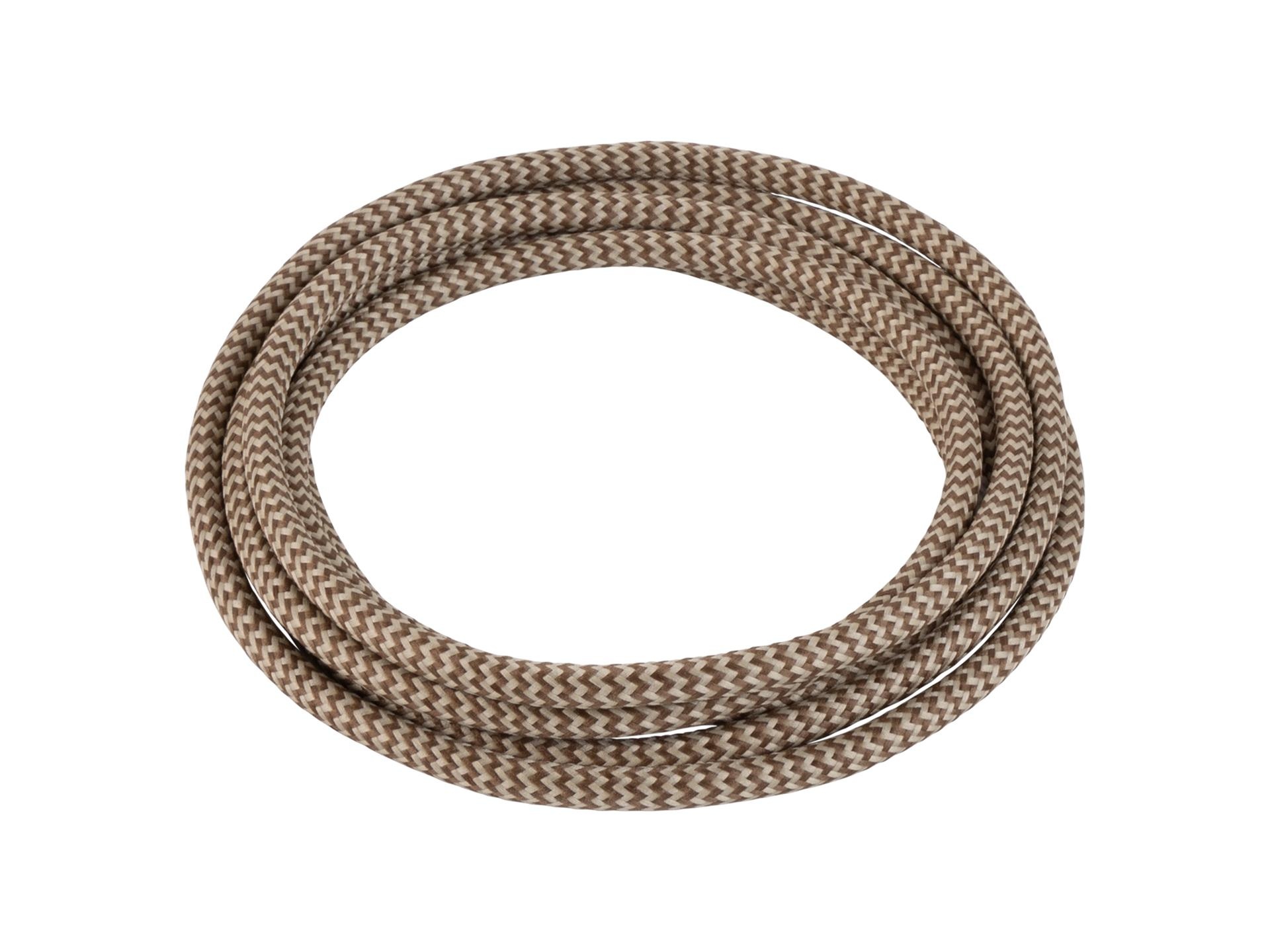 Beige met bruin strijkijzersnoer - zigzag motief - 2 aderig
