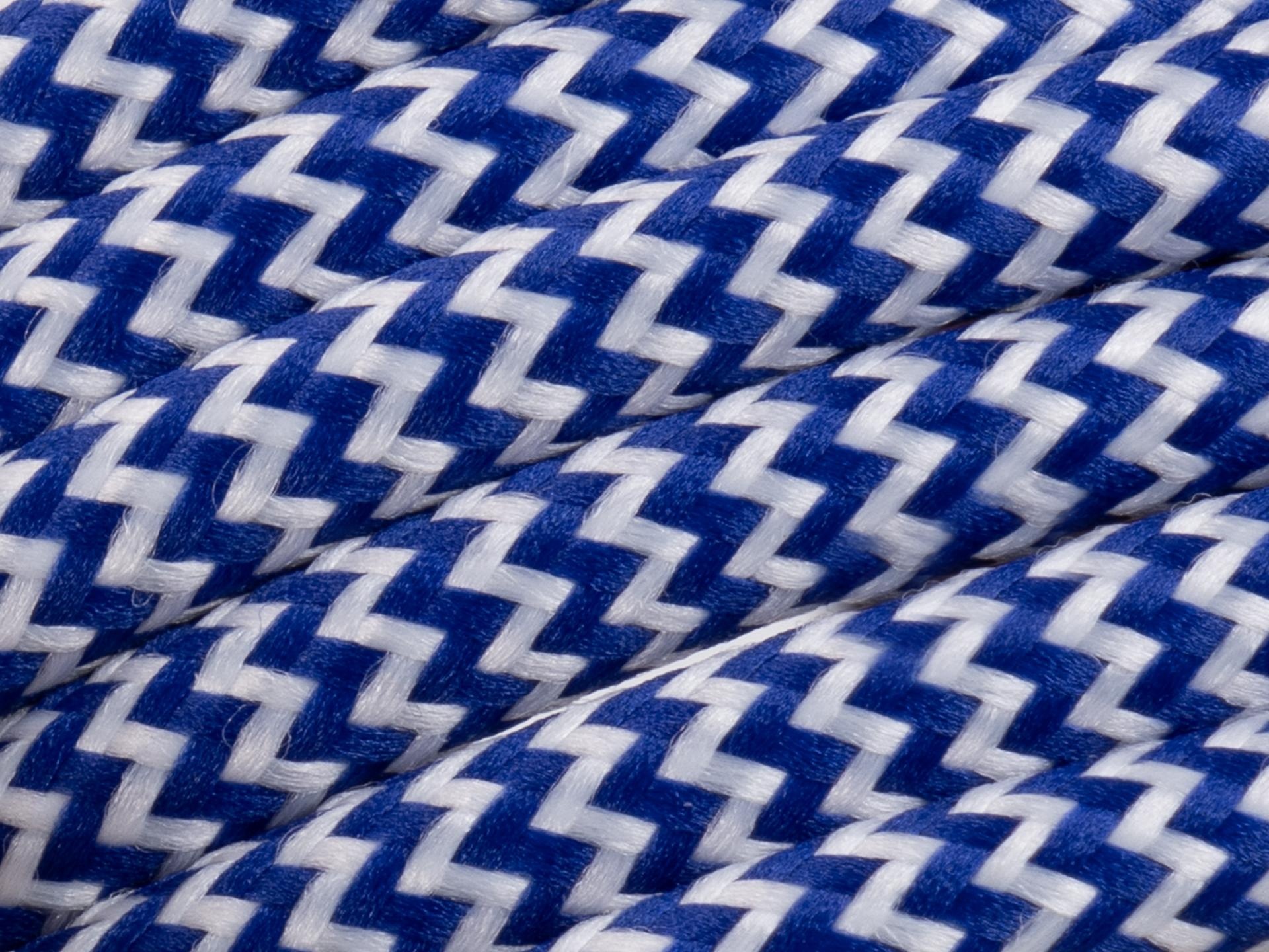 Blauw met wit strijkijzersnoer - zebra motief - 2 aderig