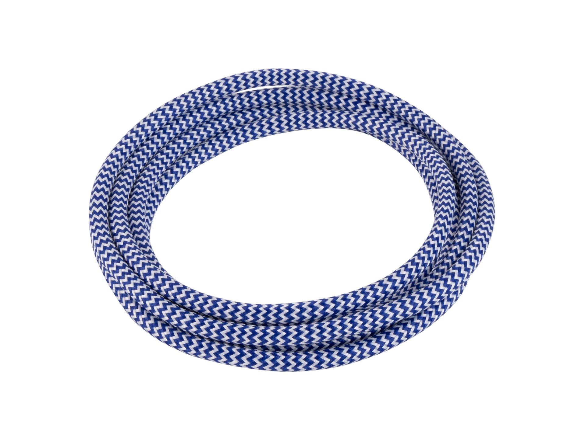 Blauw met wit strijkijzersnoer - zigzag motief - 2 aderig