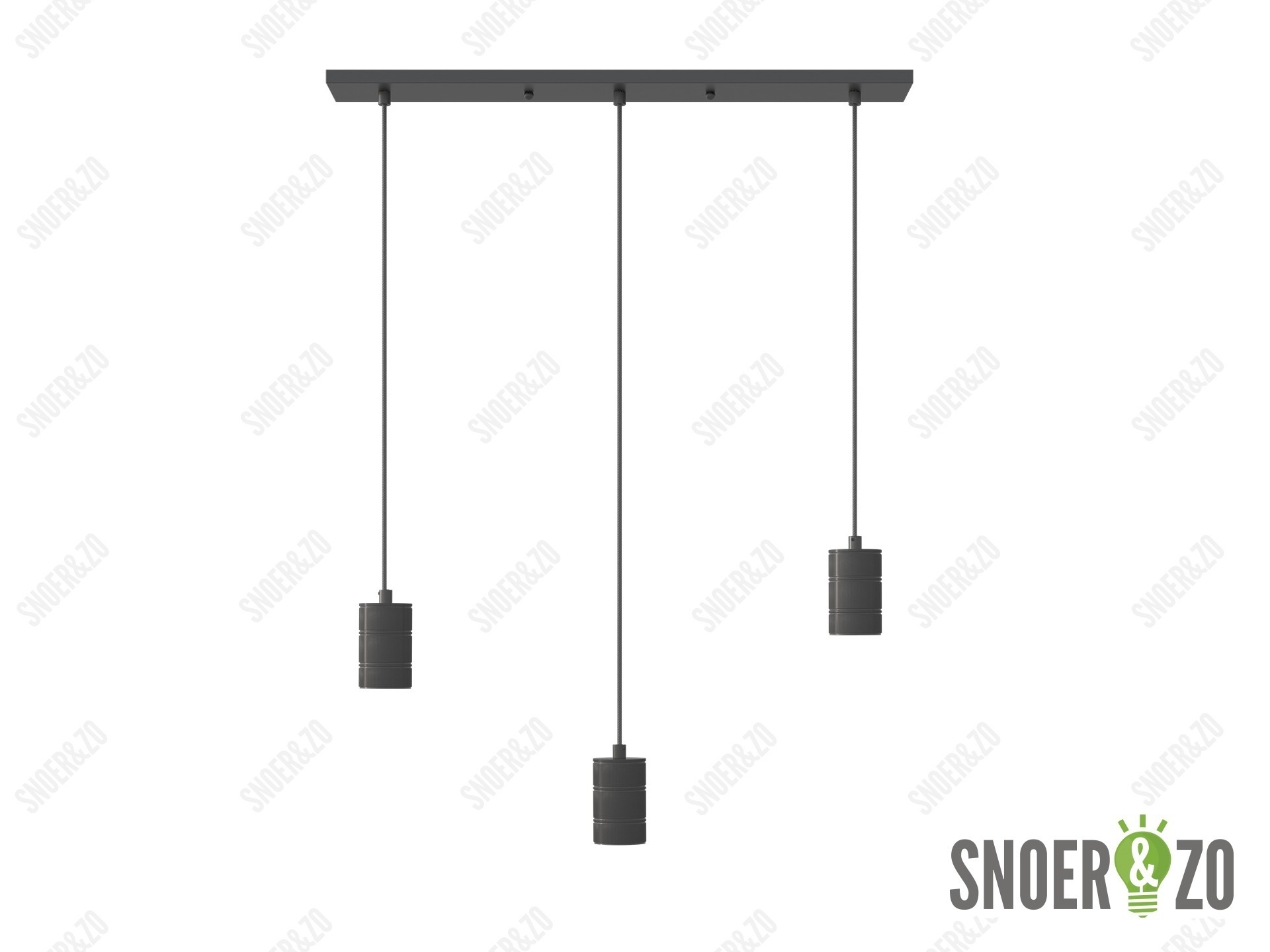 Calex plafondbalk 3x E27 fitting met 200cm snoer mat zwart