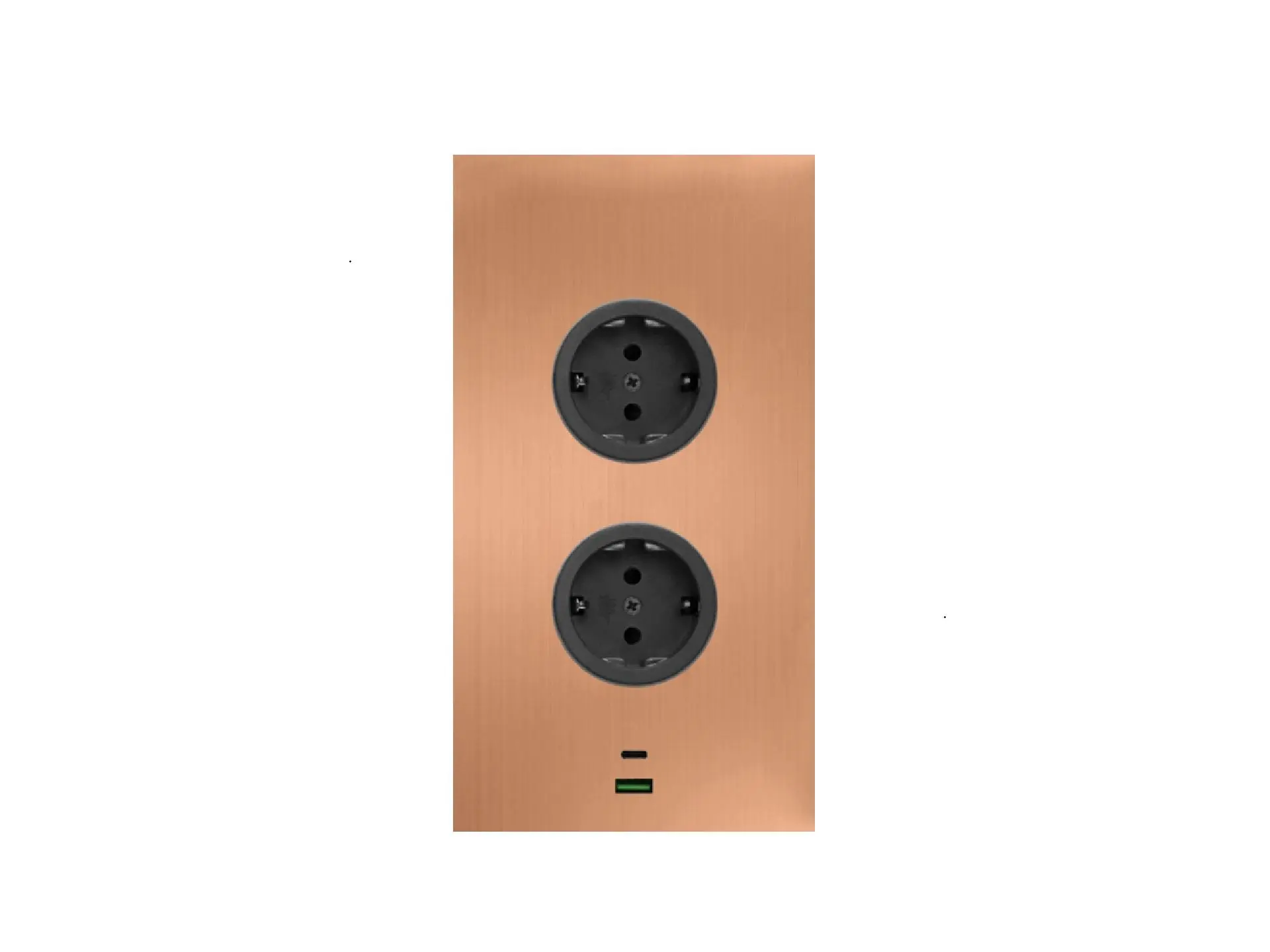 CARESSI 2ST20/USB Energiezuil Copper - opbouw met 2 stopcontacten en USB-A + USB-C aansluitingen