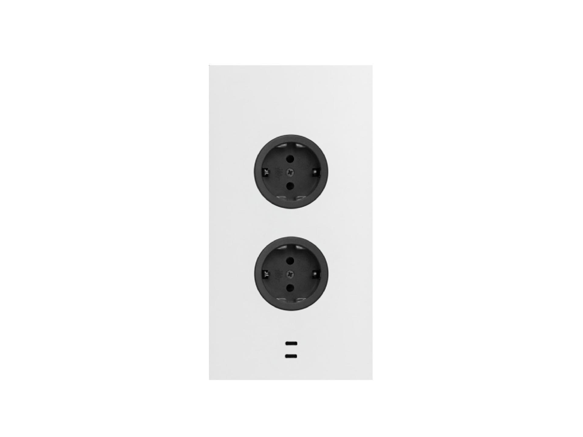 CARESSI 2ST20/USB Energiezuil Wit - opbouw met twee stopcontacten en USB-A + USB-C aansluitingen