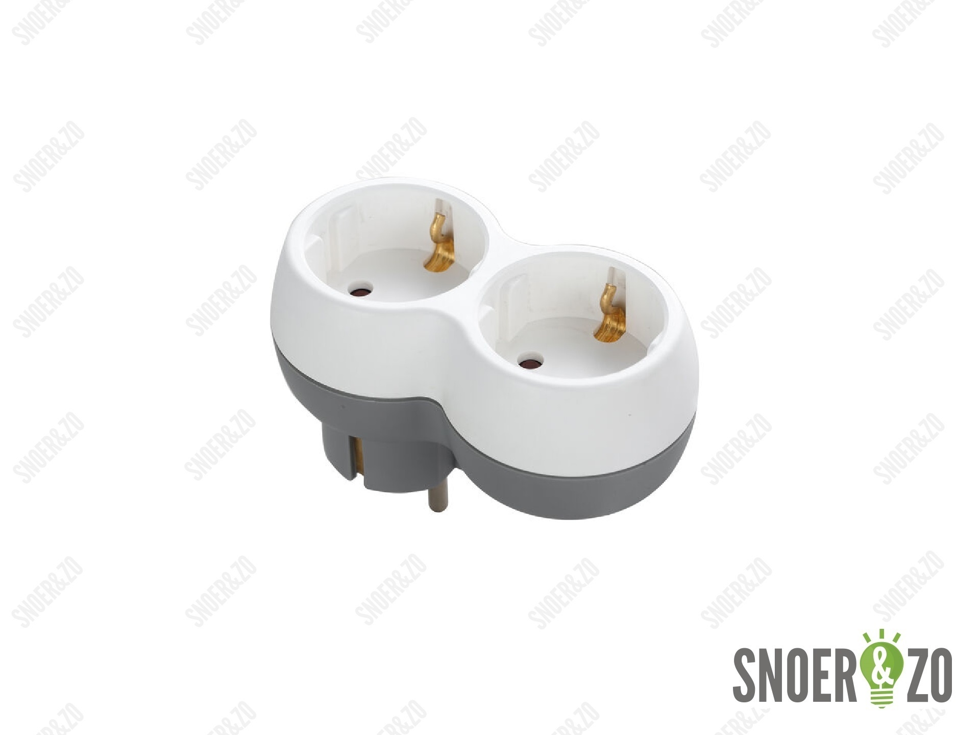 Doorvoerstekker Technik wit 2-voudig met randaarde Doorvoerstekker Technik wit 2-voudig met randaarde