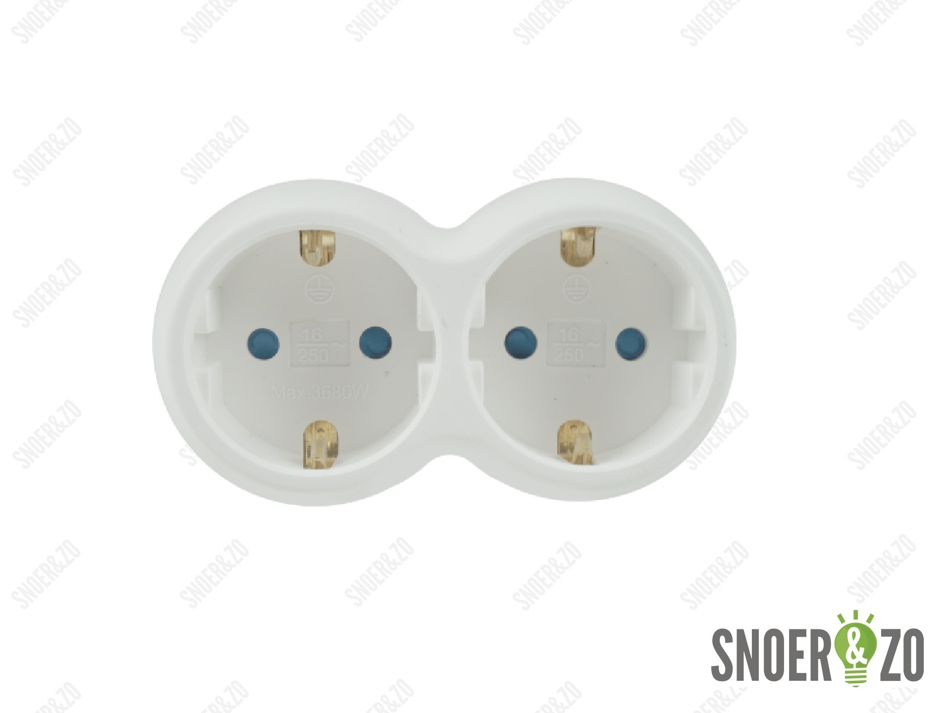 Doorvoerstekker Technik wit 2-voudig met randaarde Doorvoerstekker Technik wit 2-voudig met randaarde