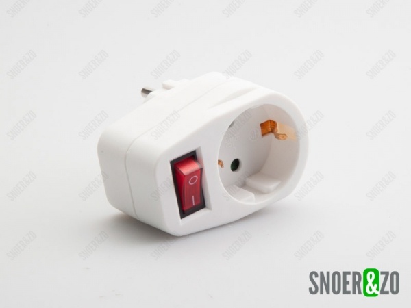 Doorvoerstekker wit 1-voud met schakelaar Doorvoerstekker wit 1-voud met schakelaar