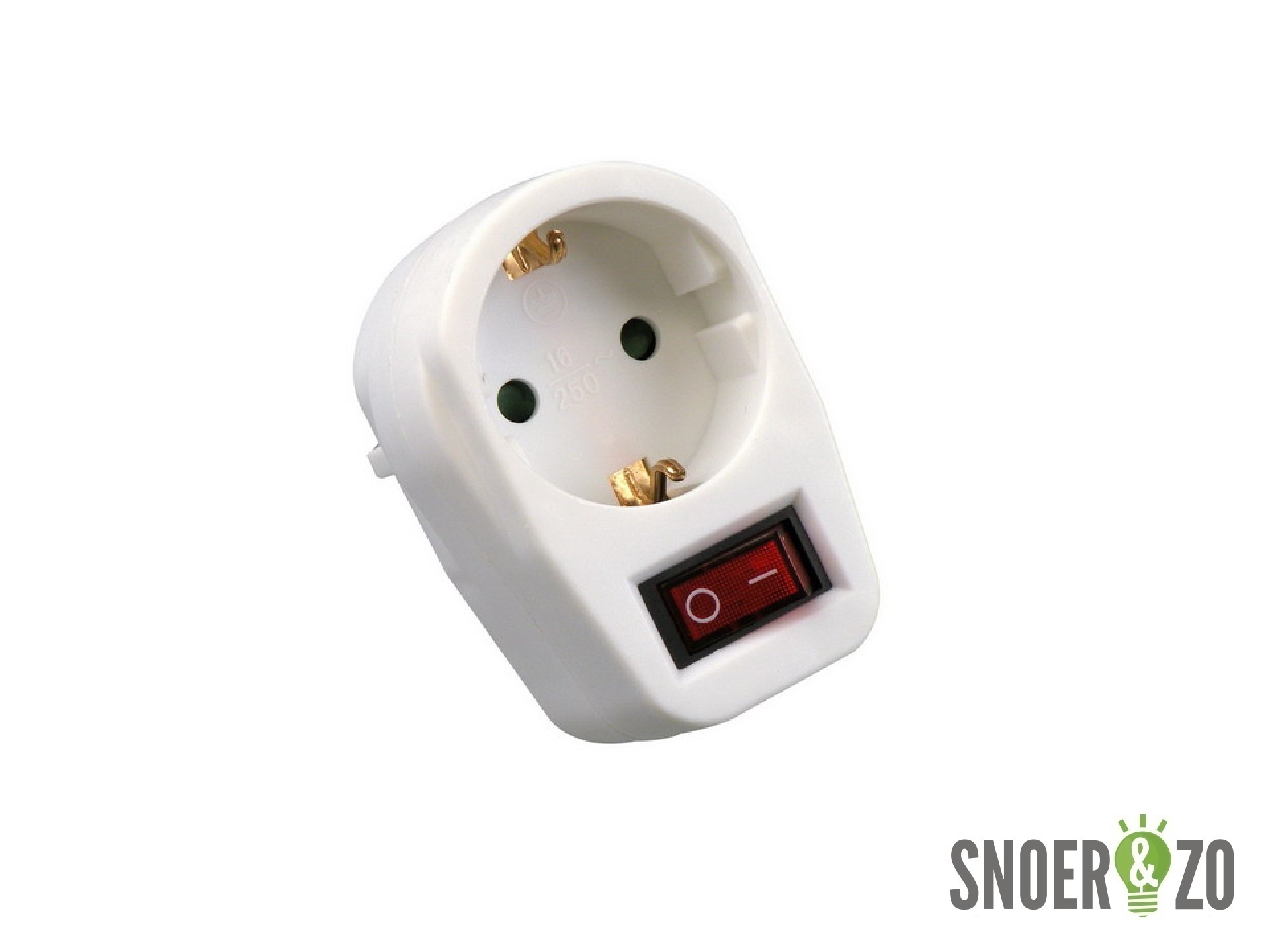 Doorvoerstekker wit 1-voud met schakelaar Doorvoerstekker wit 1-voud met schakelaar