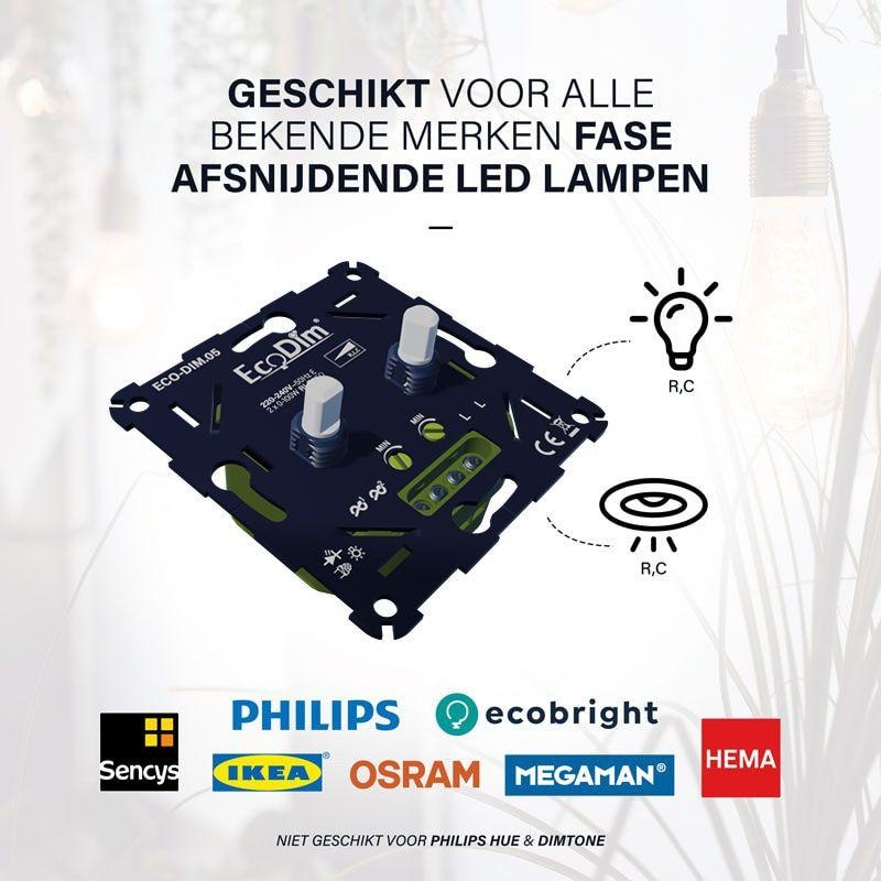 EcoDim ECO-DIM.05 LED duo inbouwdimmer 2x0-100W - RC