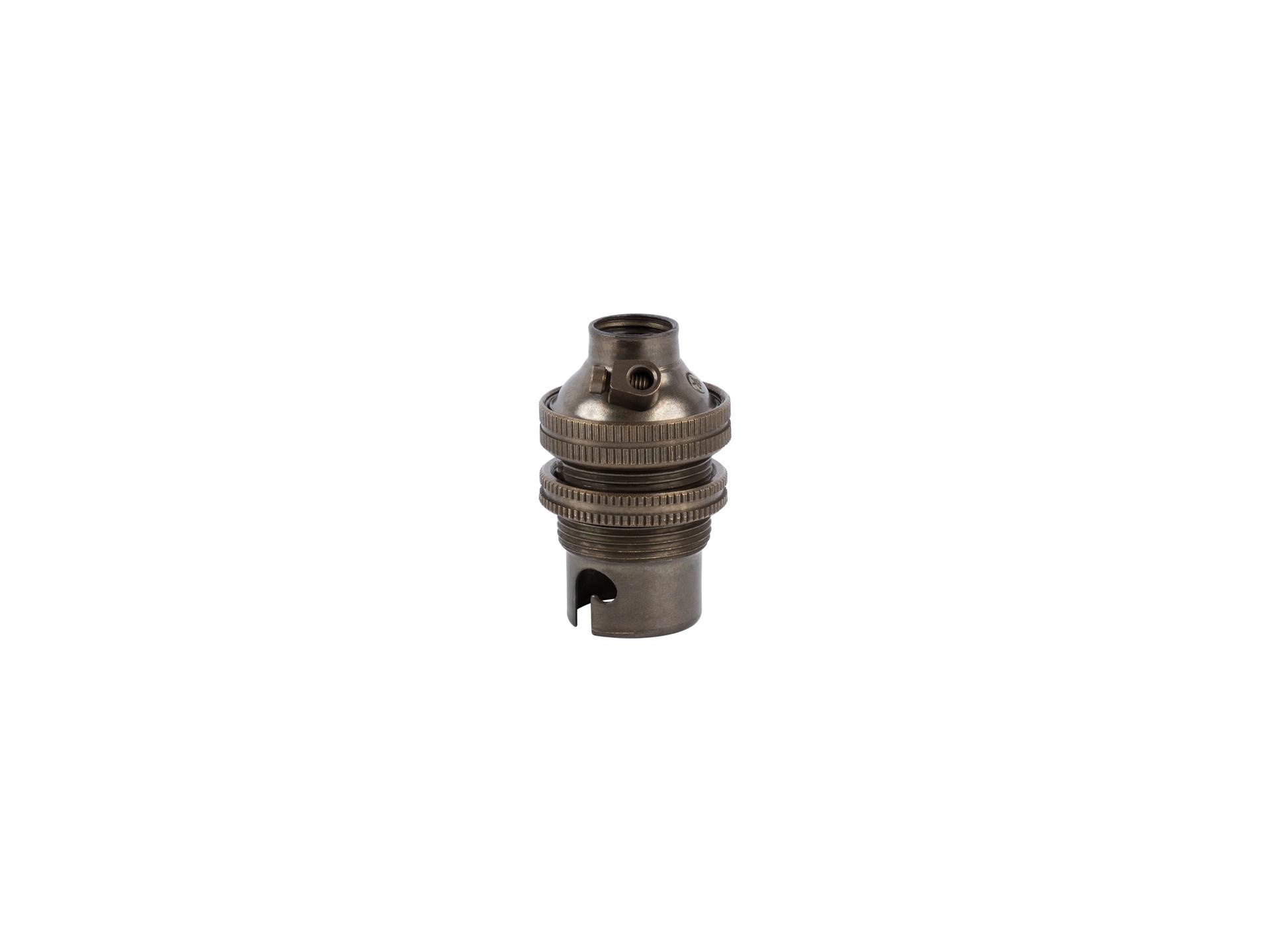 Fitting B15D Engels messing doorlopend met fitting ring en aarde aansluiting