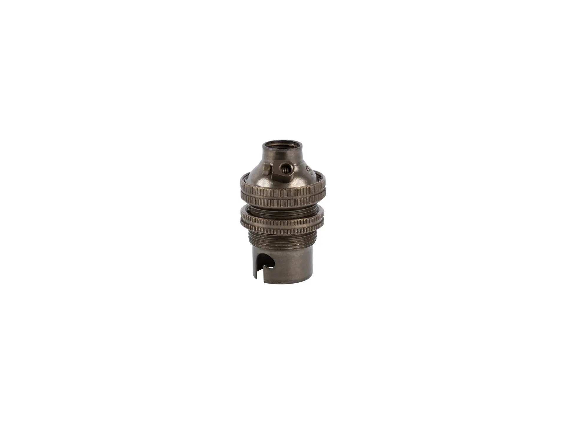 Fitting B15D Engels messing doorlopend met fitting ring en aarde aansluiting