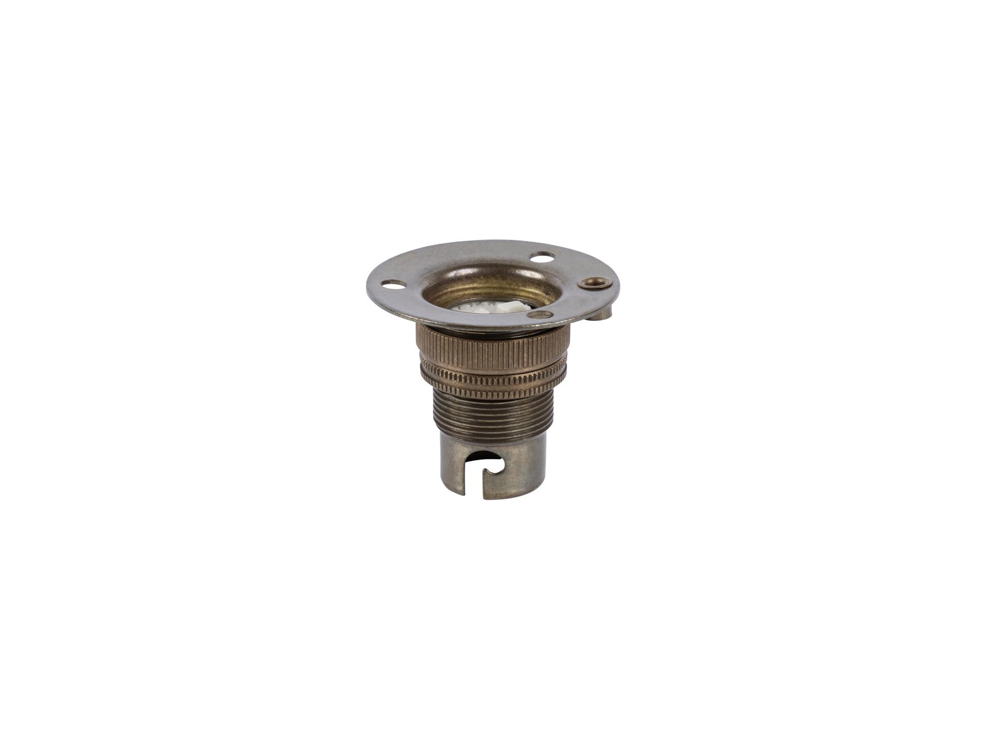 Fitting B15d Engels messing doorlopend met fitting ring en montageplaat