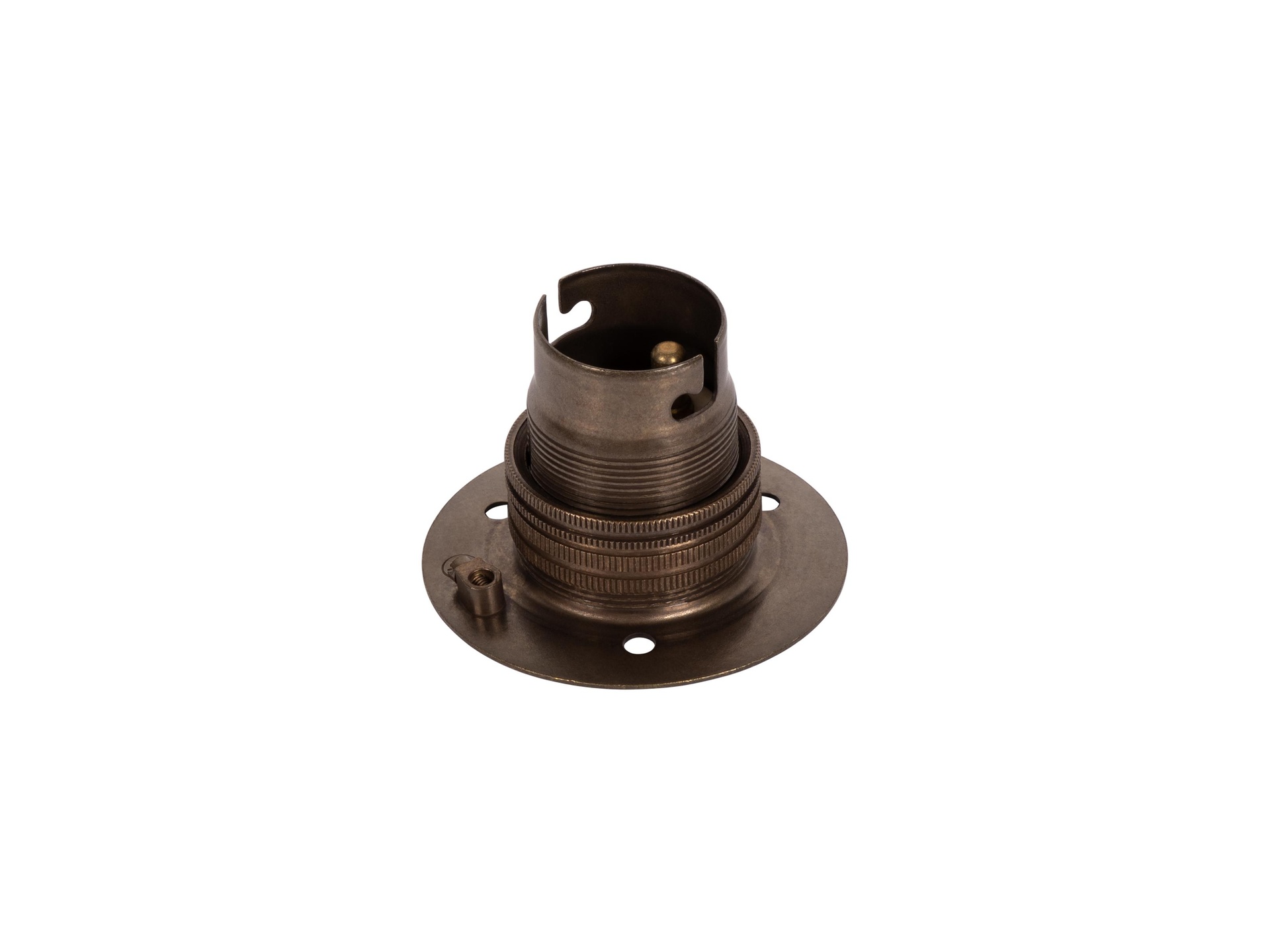 Fitting B22d Engels messing doorlopend met fitting ring en montageplaat