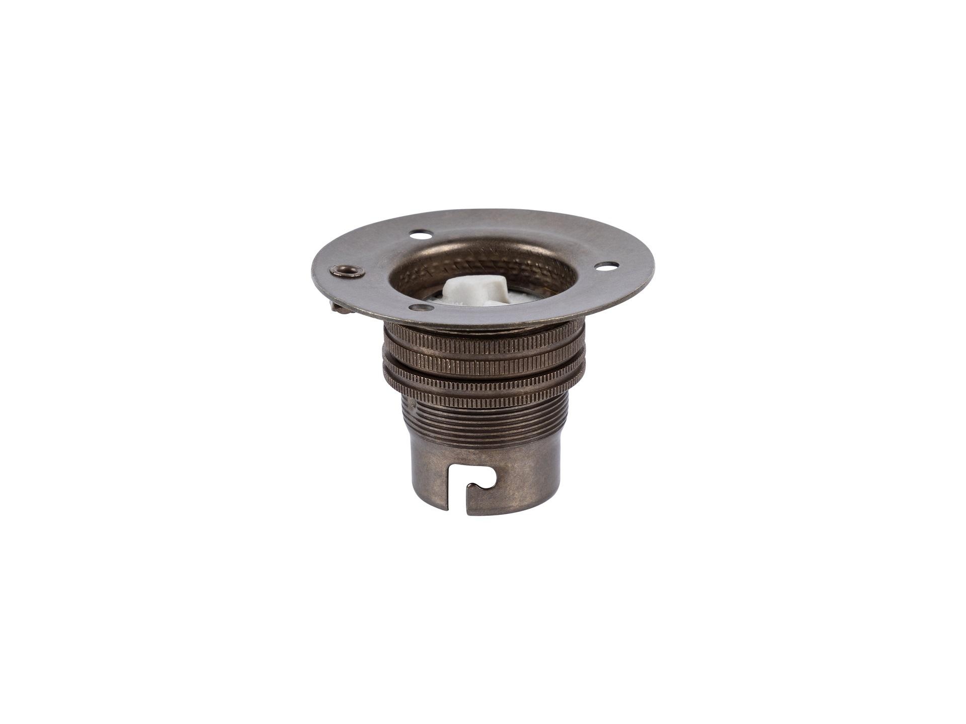 Fitting B22d Engels messing doorlopend met fitting ring en montageplaat