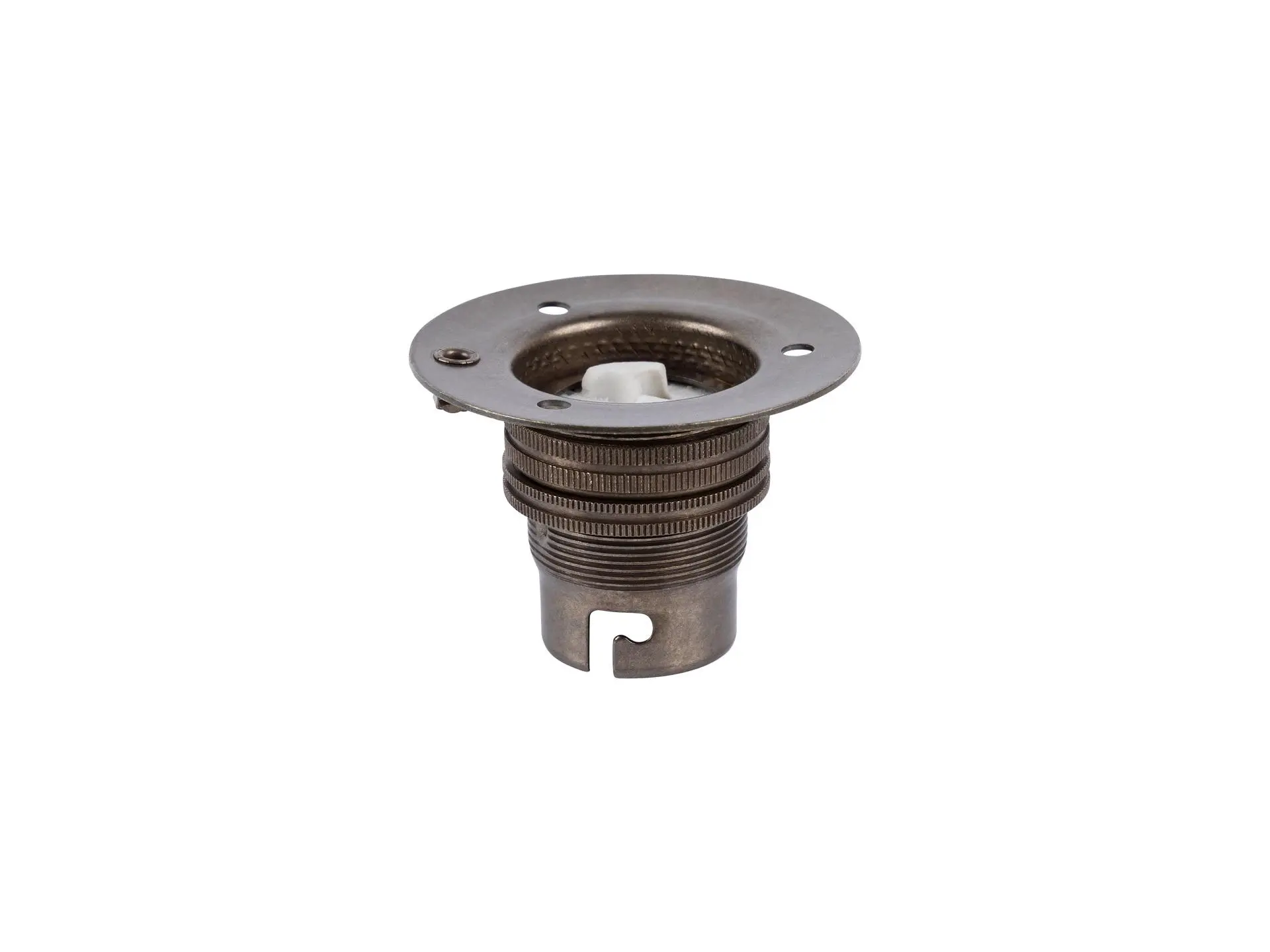 Fitting B22d Engels messing doorlopend met fitting ring en montageplaat