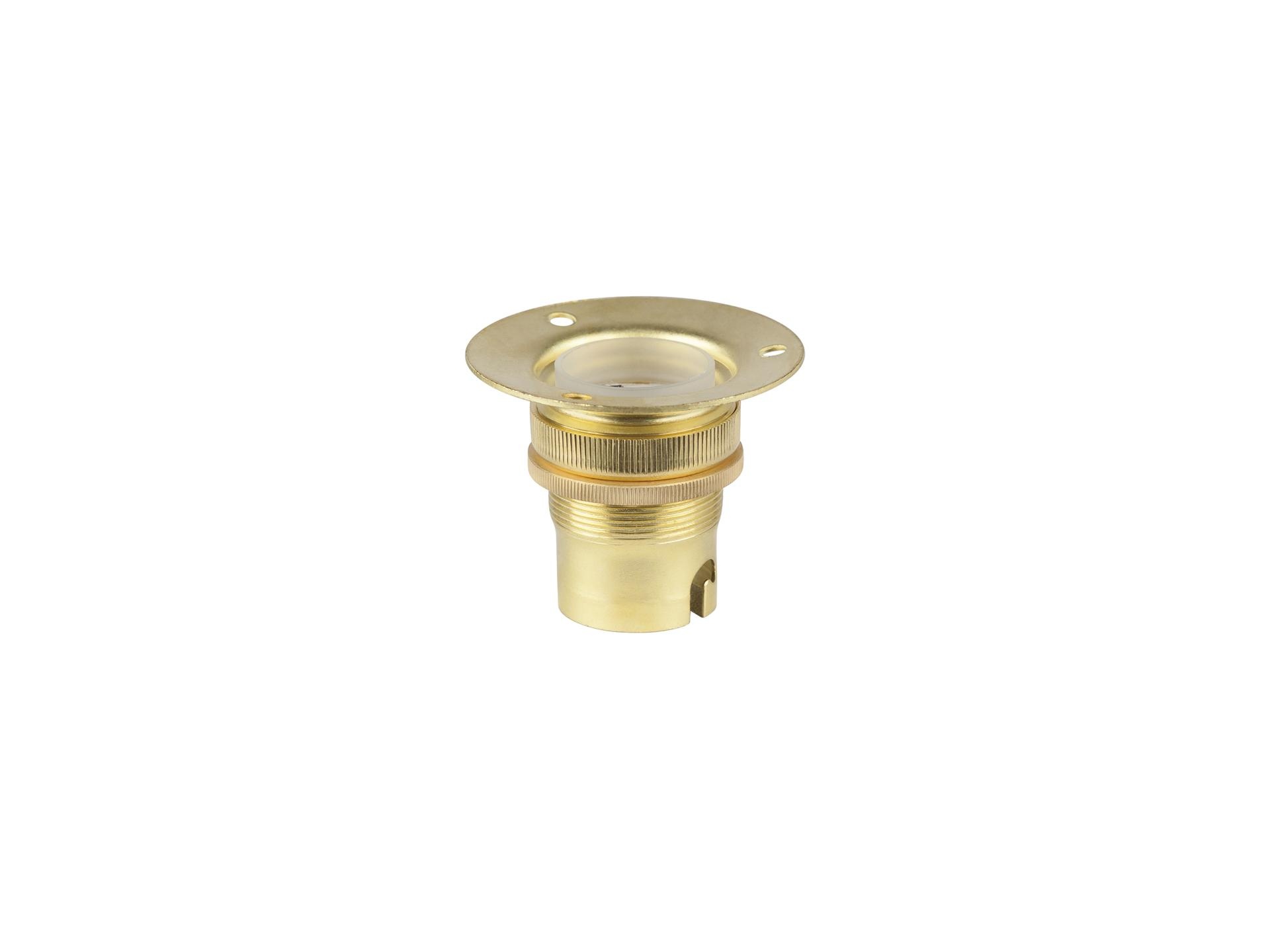 Fitting B22d messing doorlopend met fitting ring en montageplaat
