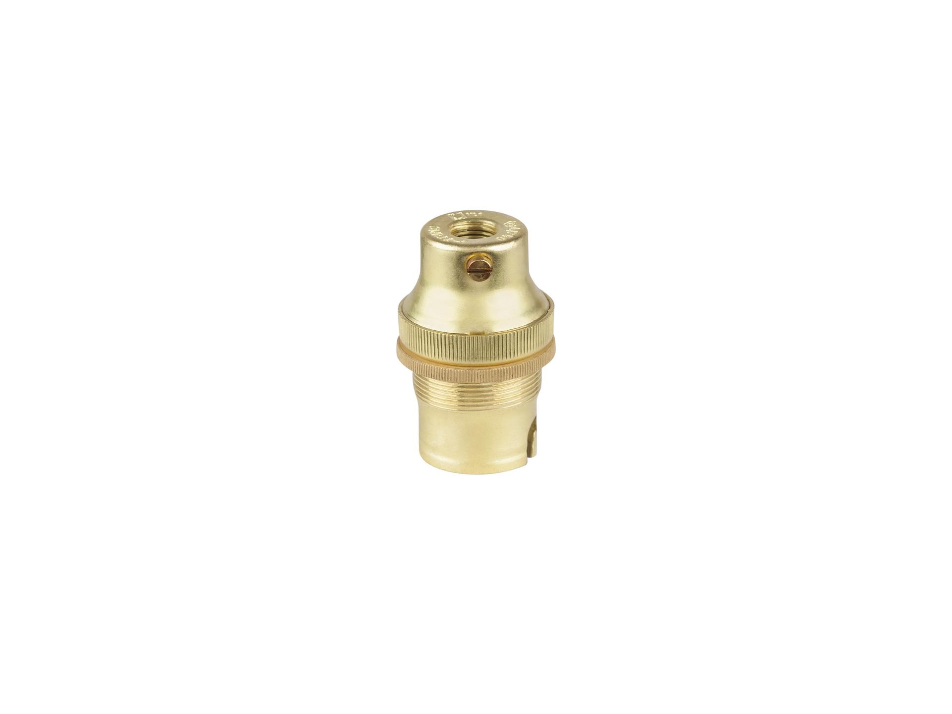 Fitting B22d messing doorlopend met fitting ring - model 1