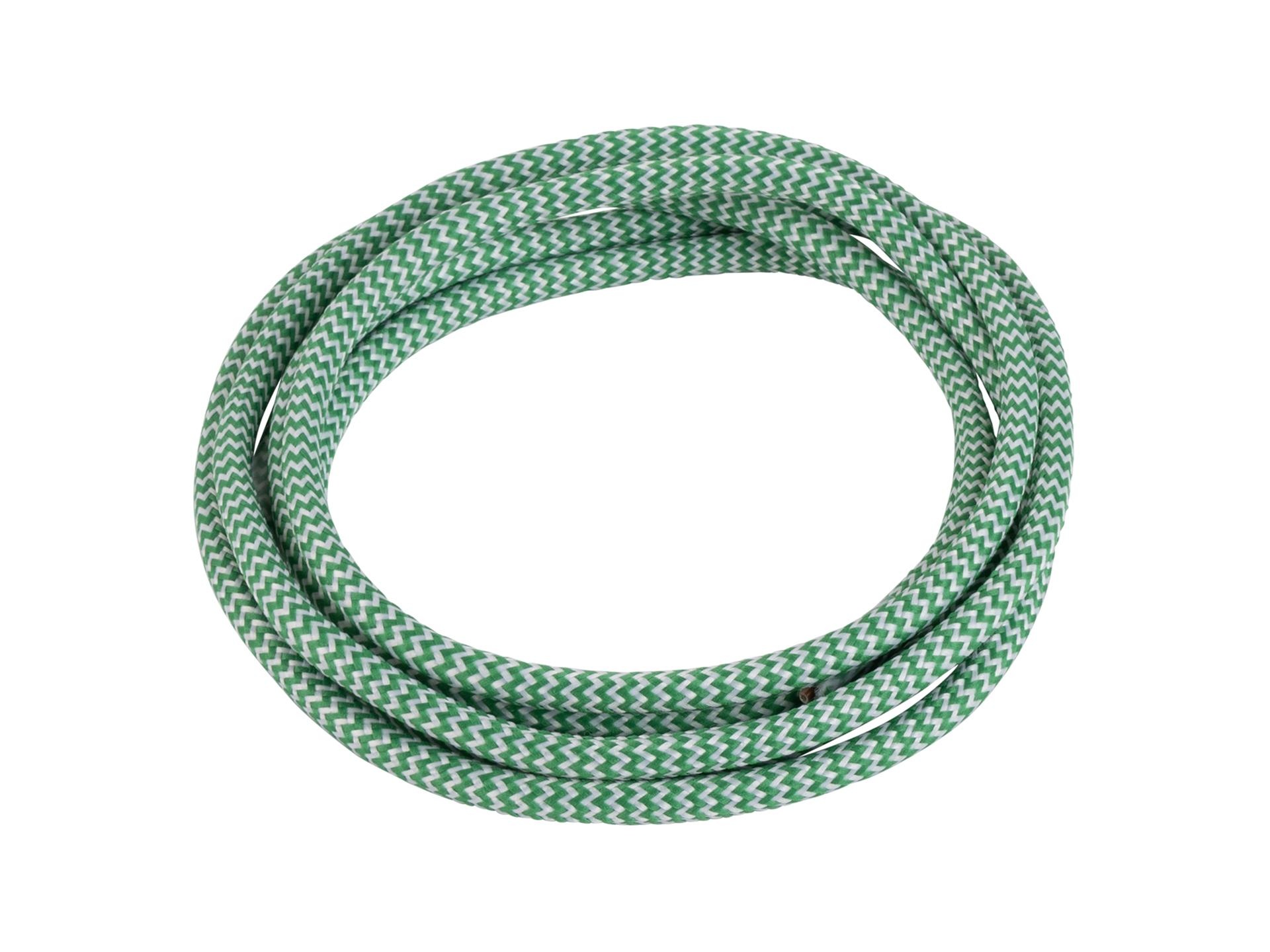 Groen met wit strijkijzersnoer - zigzag motief - 2 aderig