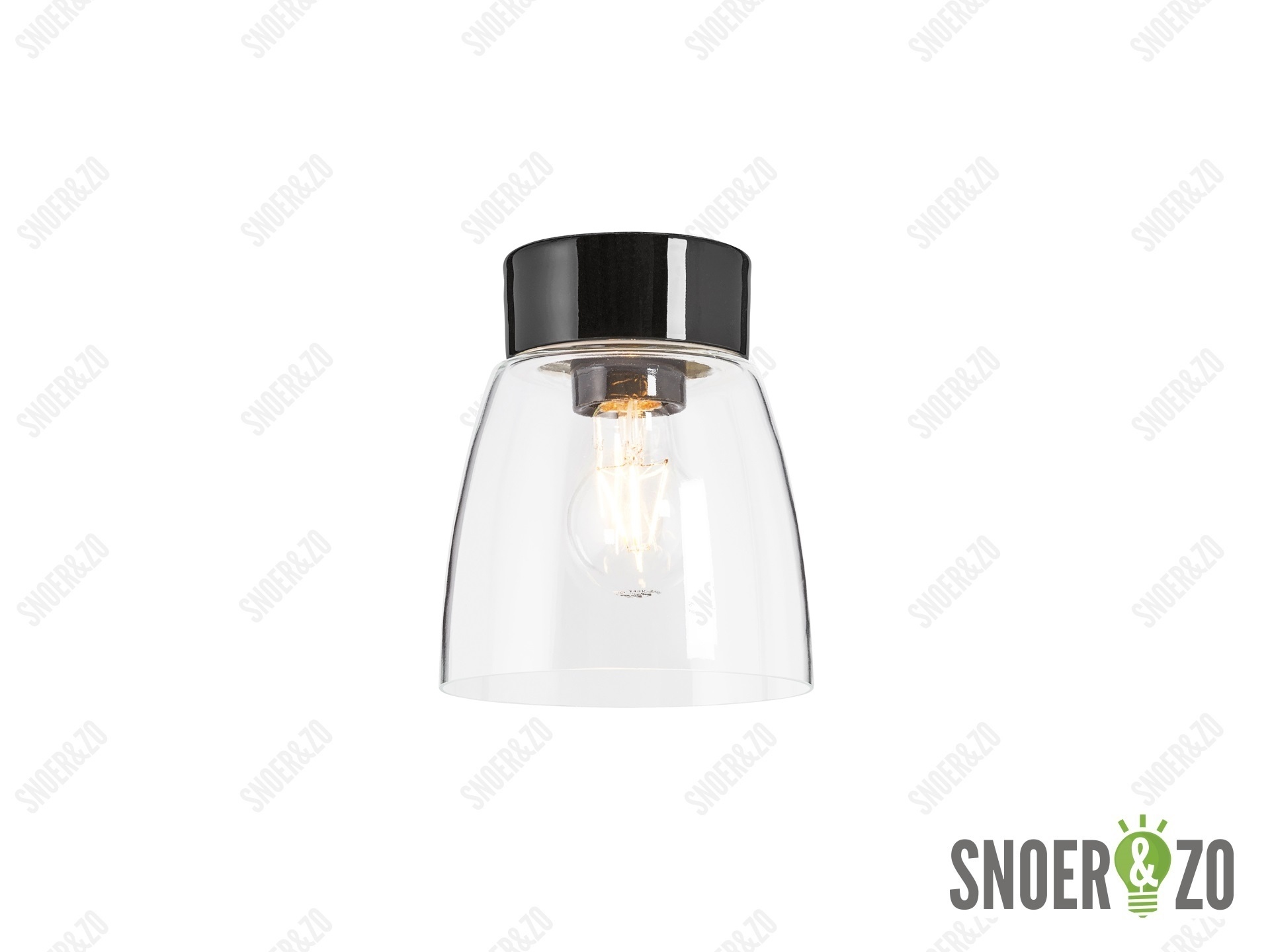 Ifö Electric plafondlamp open klara porselein zwart helder glas E27