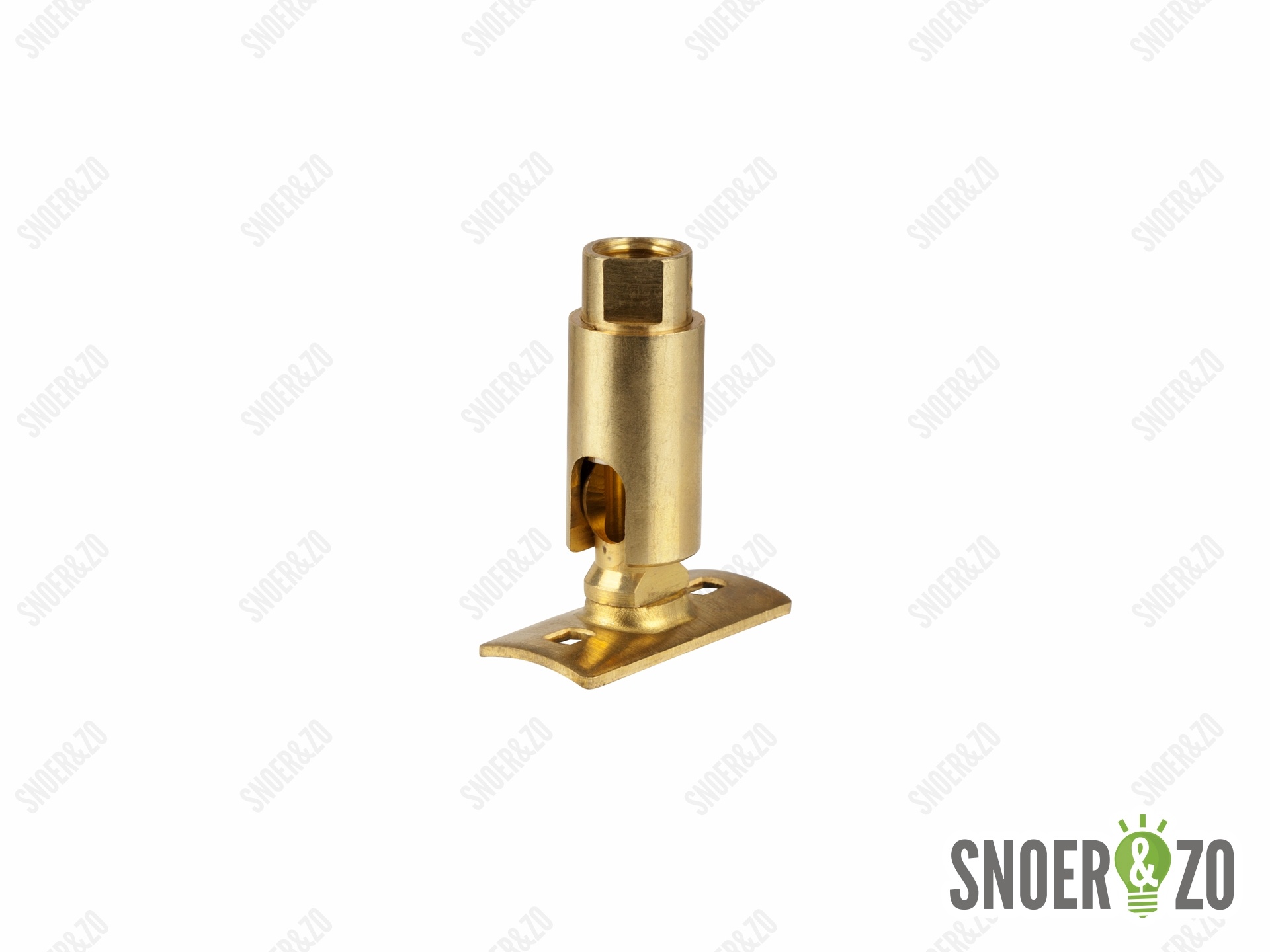 Kniegewricht messing 90 graden kiepbaar - binnendraad met bevestigingsplaat Kniegewricht messing 90 graden kiepbaar - binnendraad met bevestigingsplaat