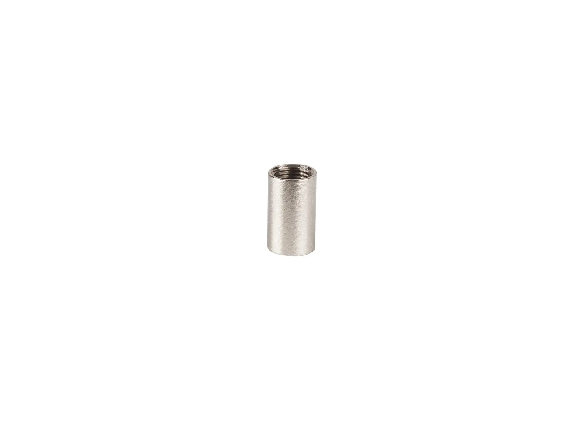 Koppelstuk geborsteld nikkel (RVS look) binnendraad M10x1 - lengte 20 mm