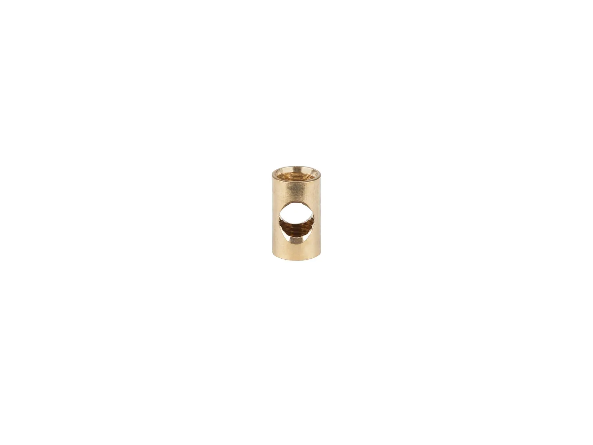 Koppelstuk messing M10x1 met zij invoer - ovaal gat - lengte 20mm