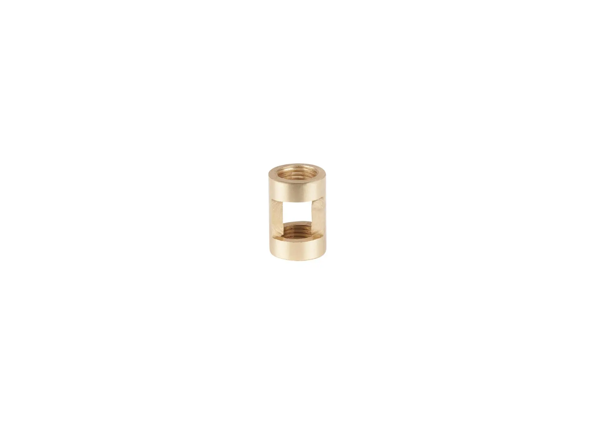Koppelstuk messing M10x1 met zij invoer - vierkant gat - lengte 20 mm