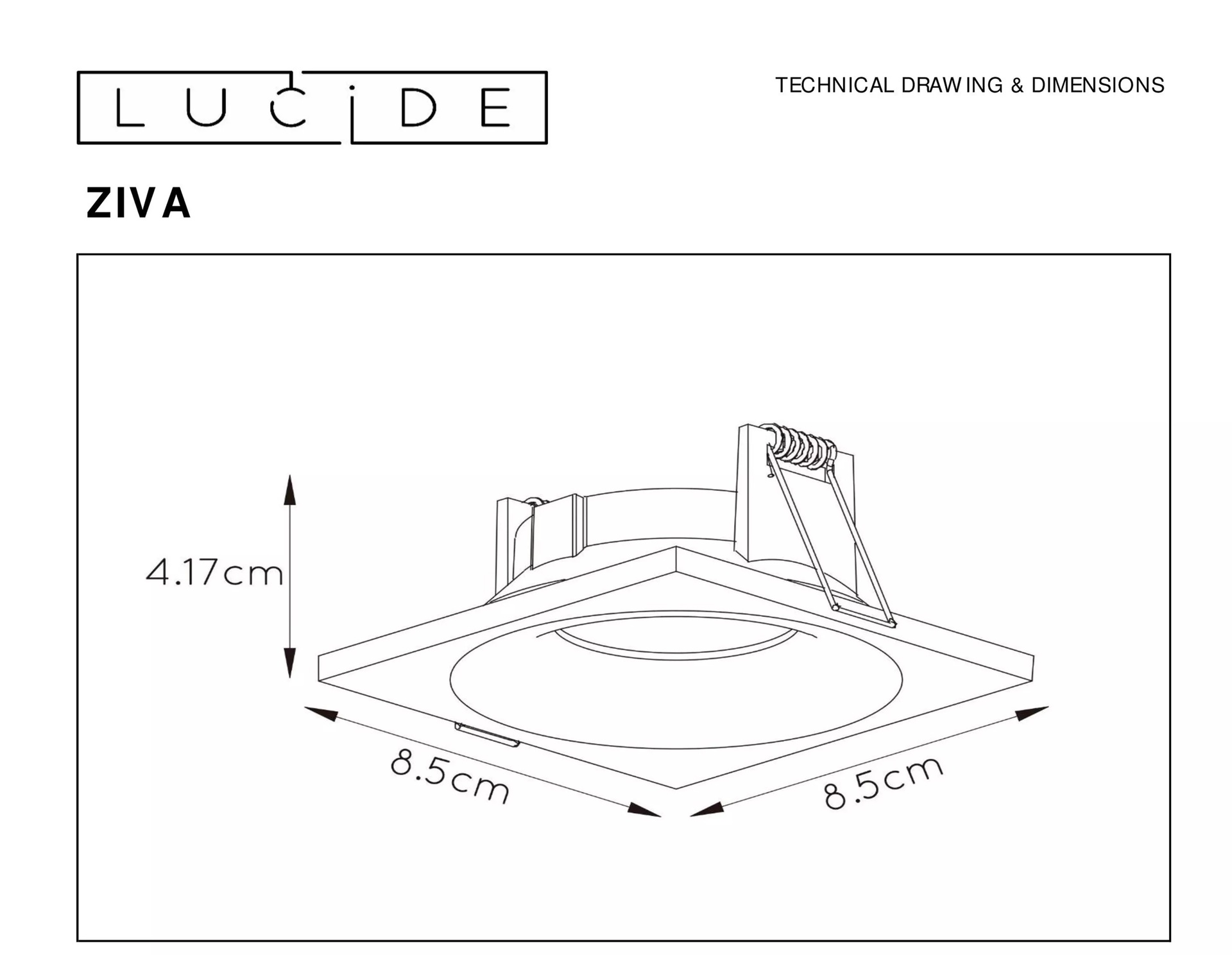 Lucide inbouwspot ziva vierkant wit IP44