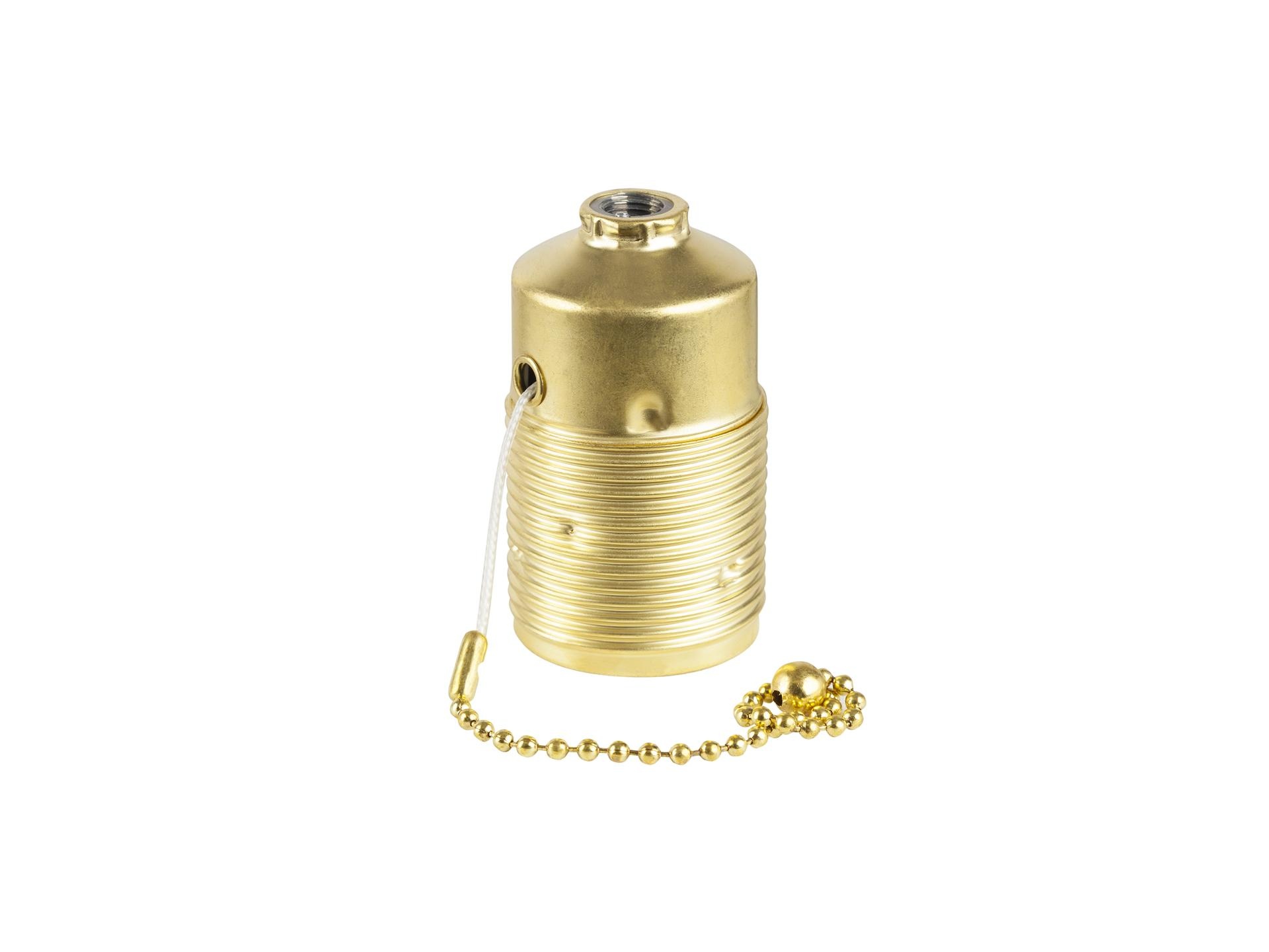 Messing fitting E27 doorlopende mantel met trekschakelaar Messing fitting E27 doorlopende mantel met trekschakelaar