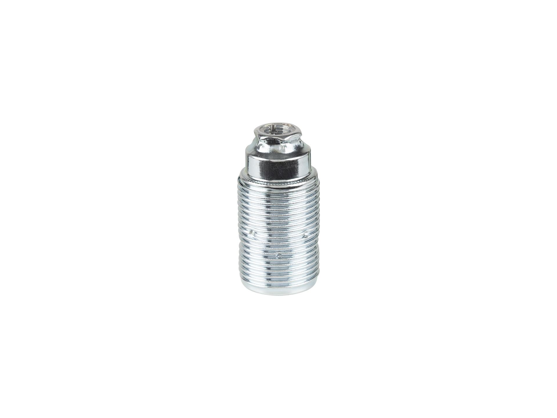 Metalen fitting E14 chroom kleur doorlopende mantel