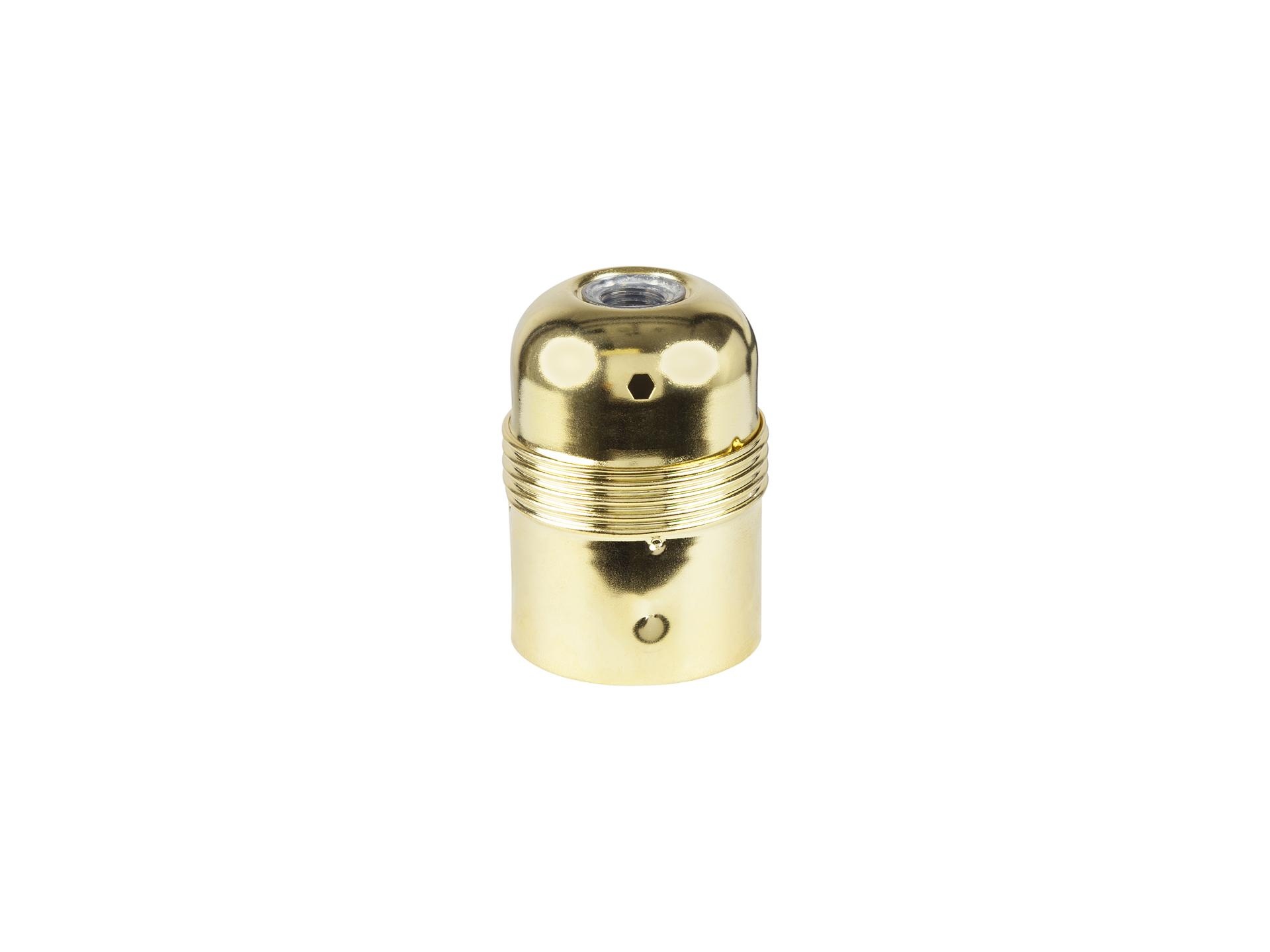 Metalen fitting E27 messing glans gladde mantel met aarde aansluiting