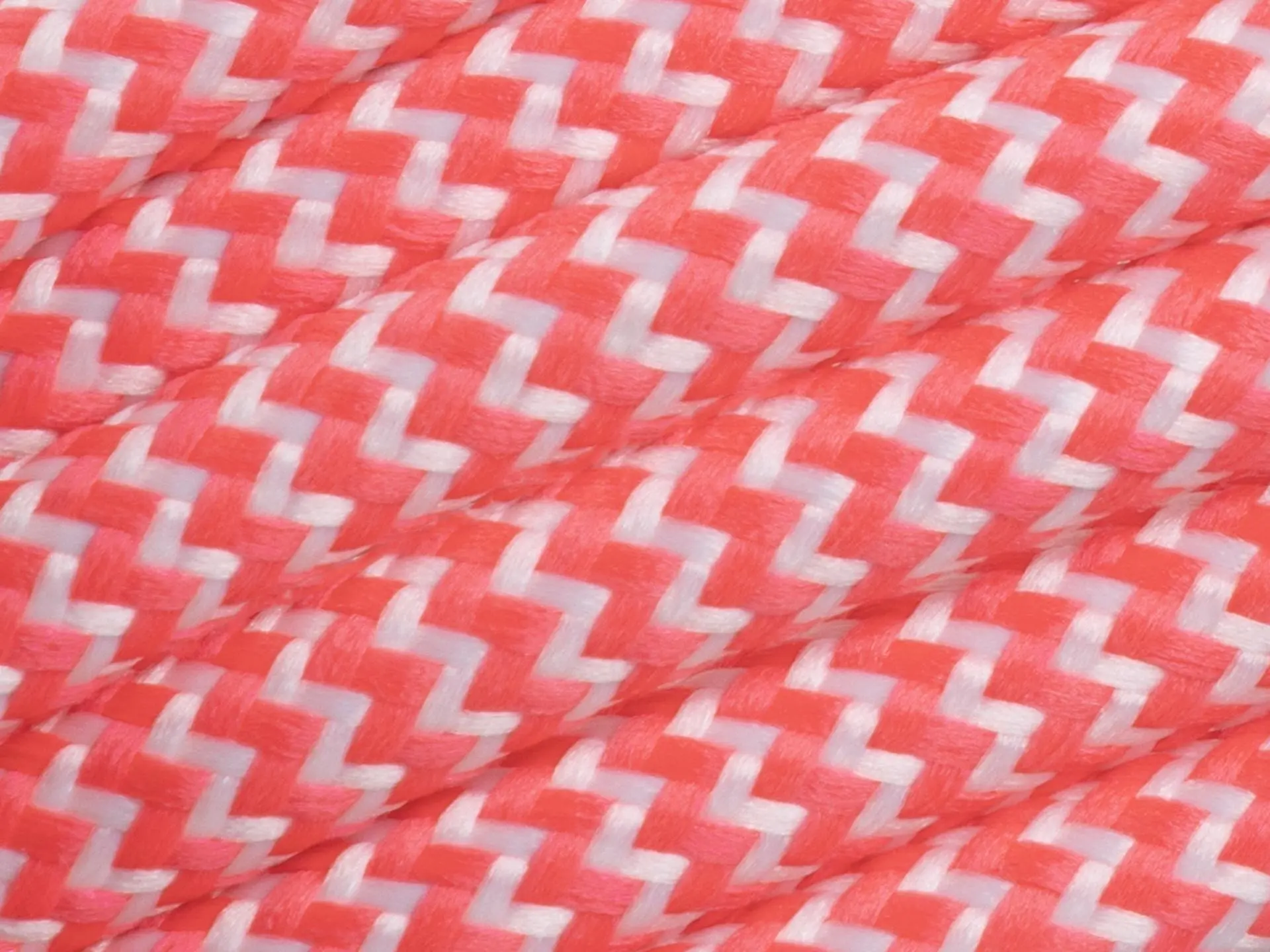 Neon roze met wit strijkijzersnoer - zigzag motief - 2 aderig