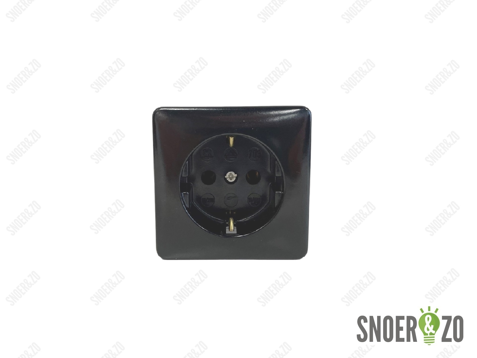 Opbouw wandcontactdoos zwart 1 voud met randaarde