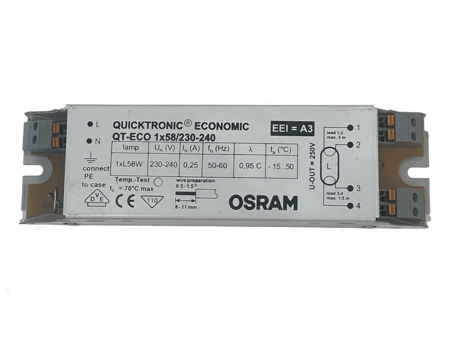 Osram Quicktronic Economic QT-ECO 1x58W TL voorschakelapparaat