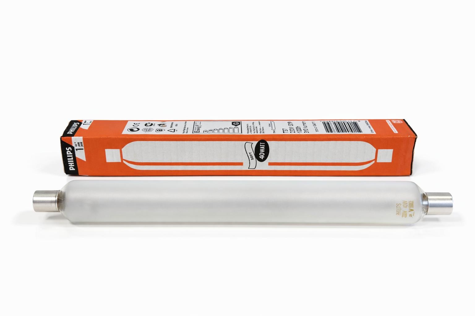 Philips S19 gloeilamp buislamp - T37x310mm - 40W 230V - mat glas