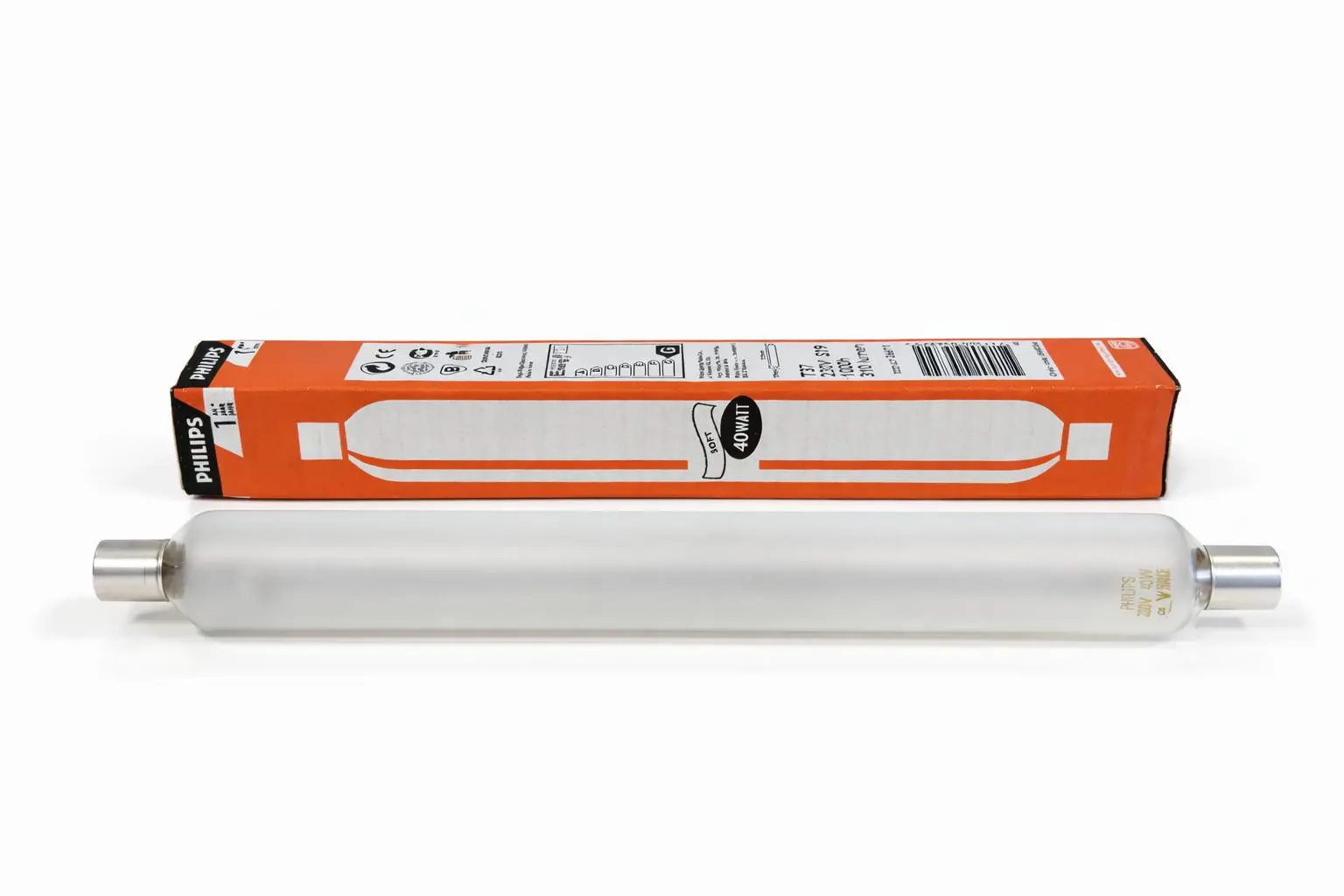 Philips S19 gloeilamp buislamp - T37x310mm - 40W 230V - mat glas