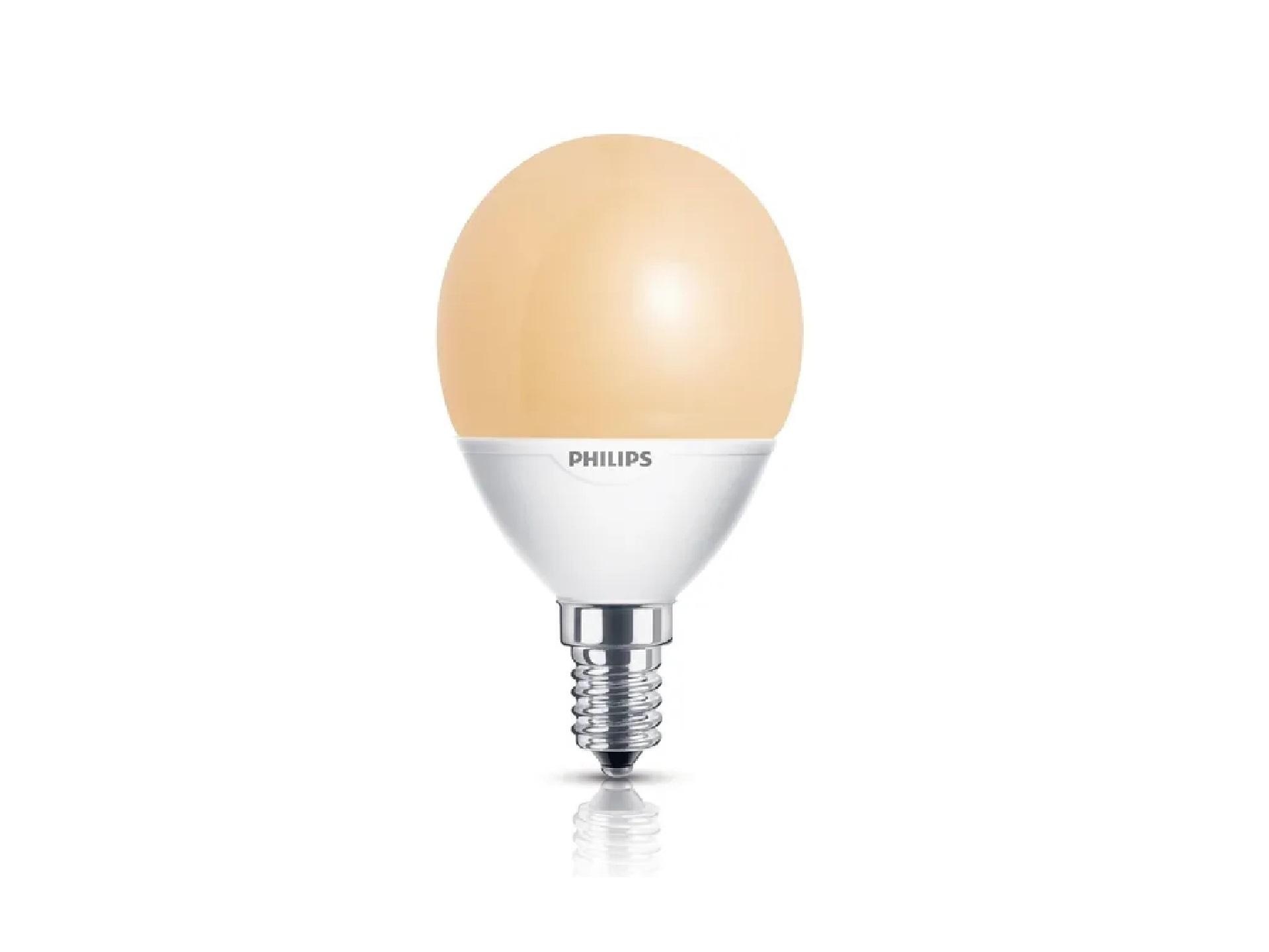 Philips Softone Flame spaarlamp kogel 8W E14 Philips Softone Flame spaarlamp kogel 8W E14
