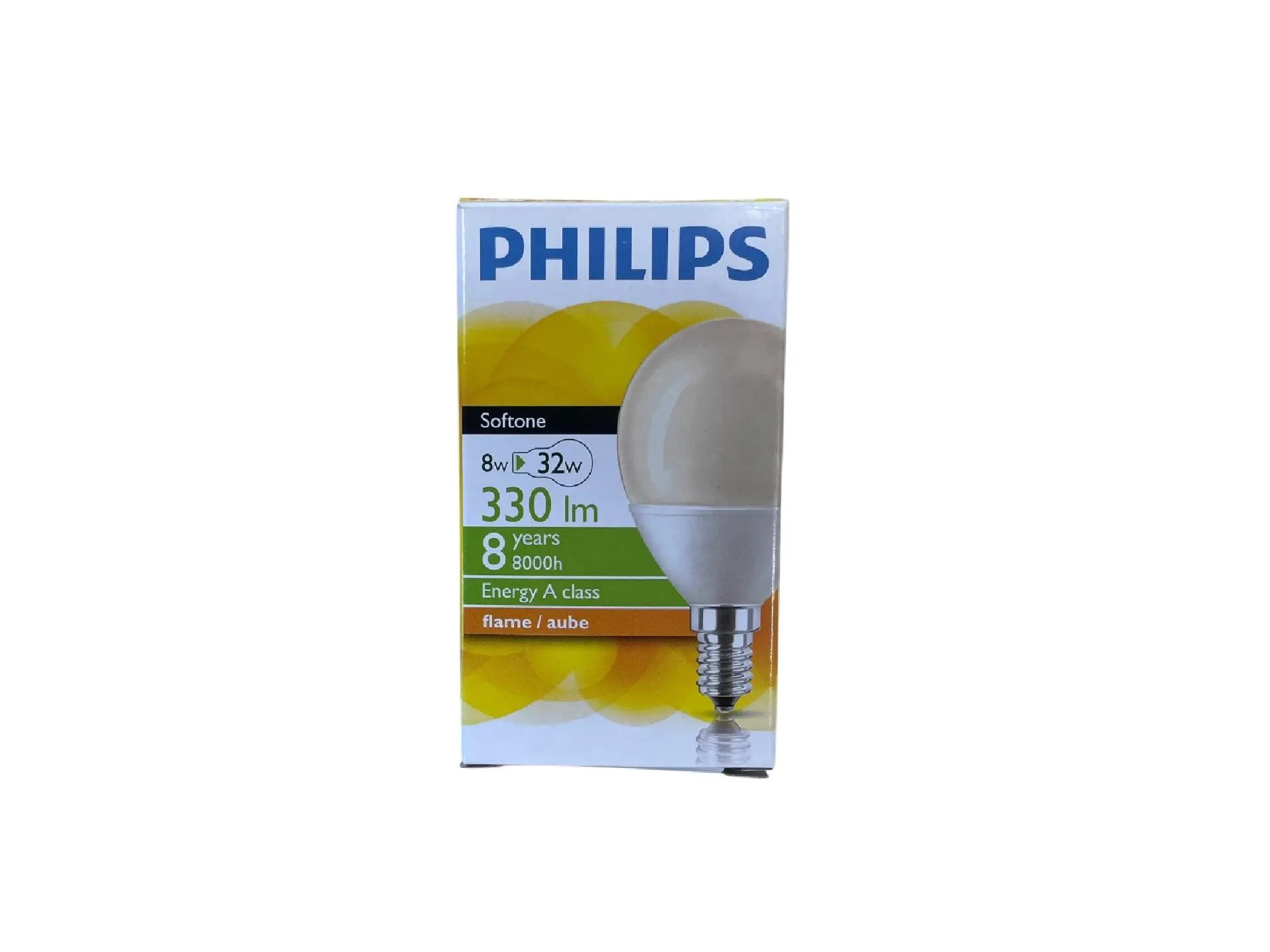 Philips Softone Flame spaarlamp kogel 8W E14