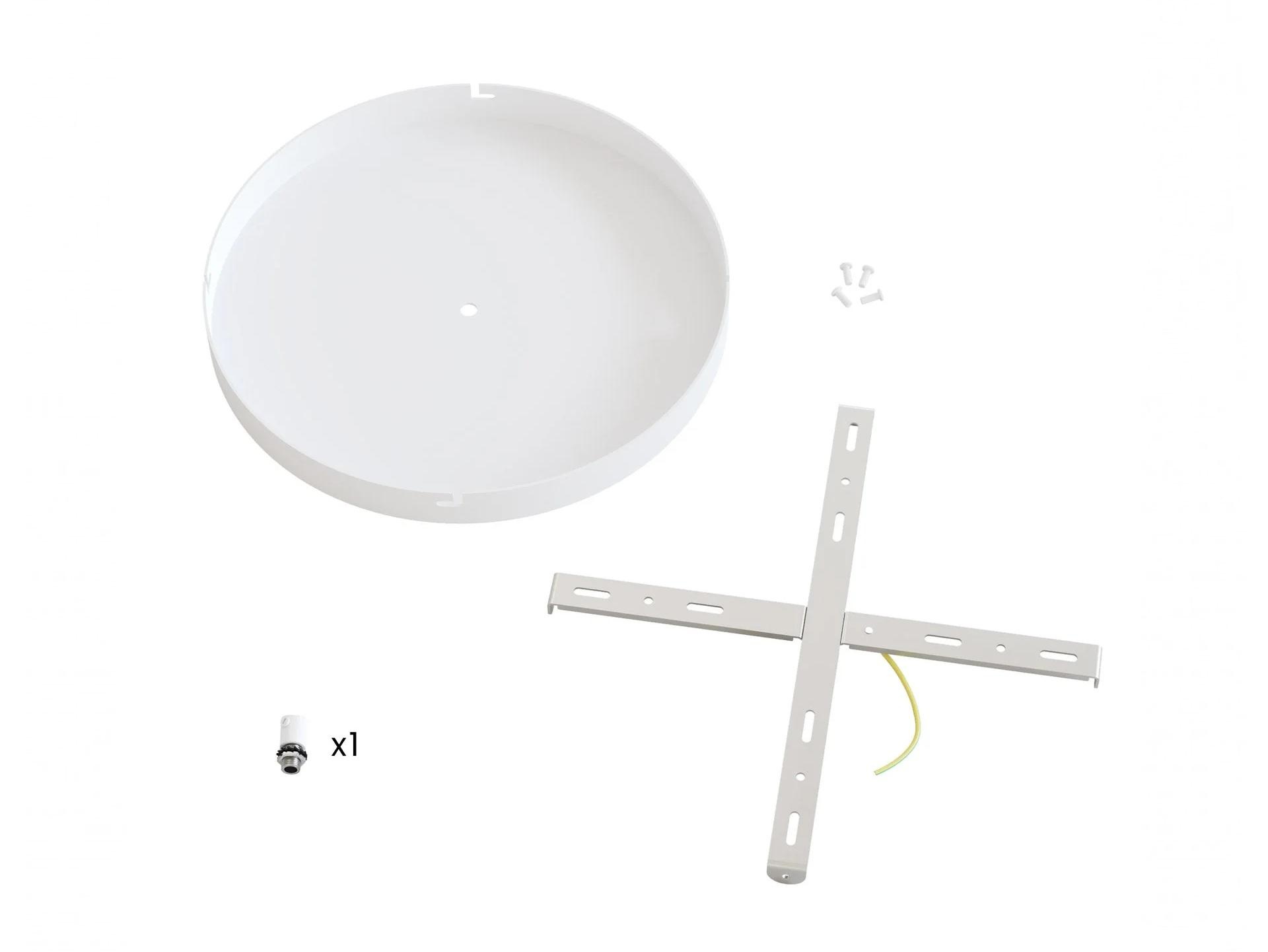 Plafondkap metaal plat model - wit - 30 cm met beugel