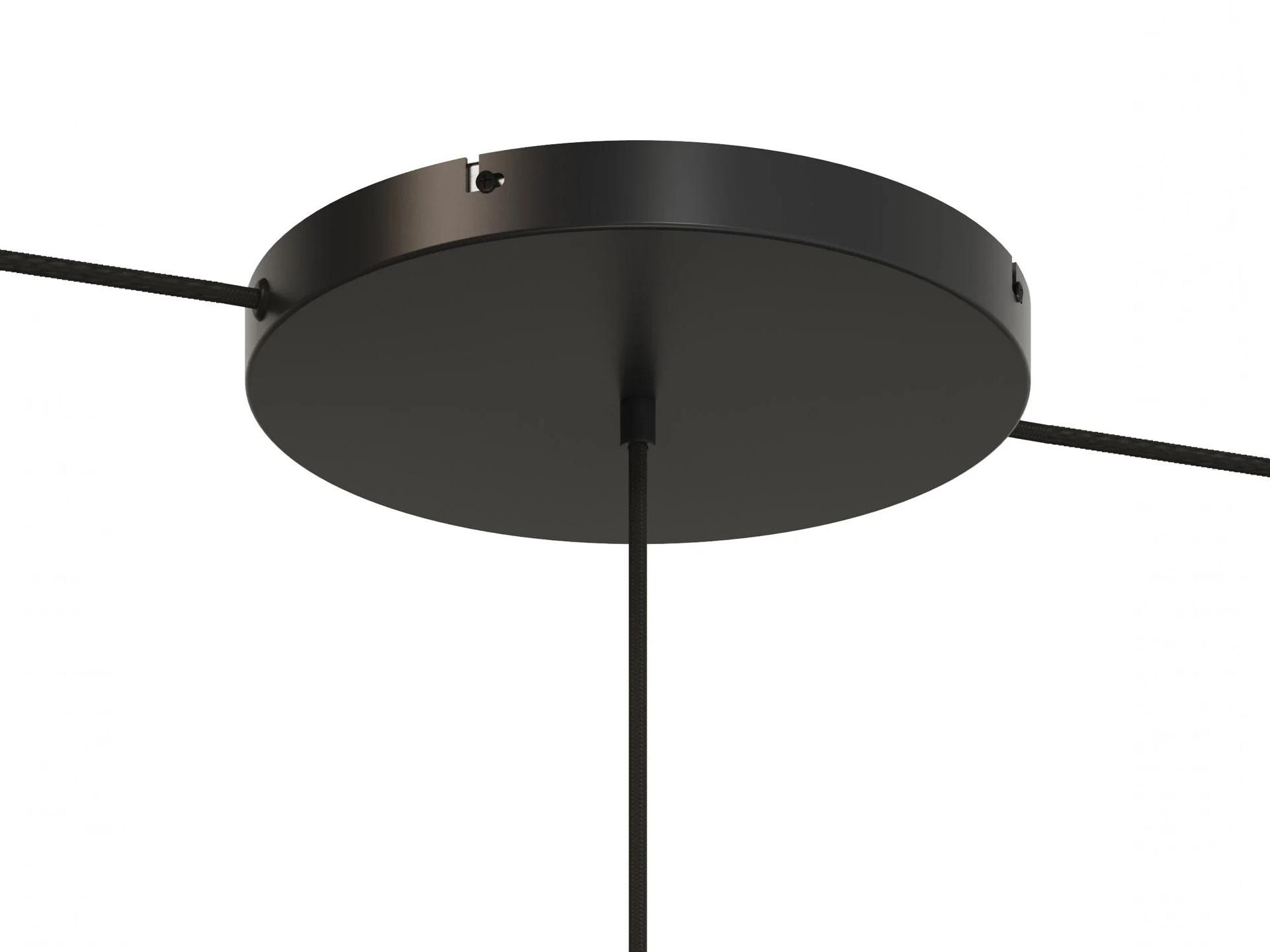Plafondkap metaal plat model - zwart - 30 cm - met beugel met 1 midden gat en 2 zij gaten